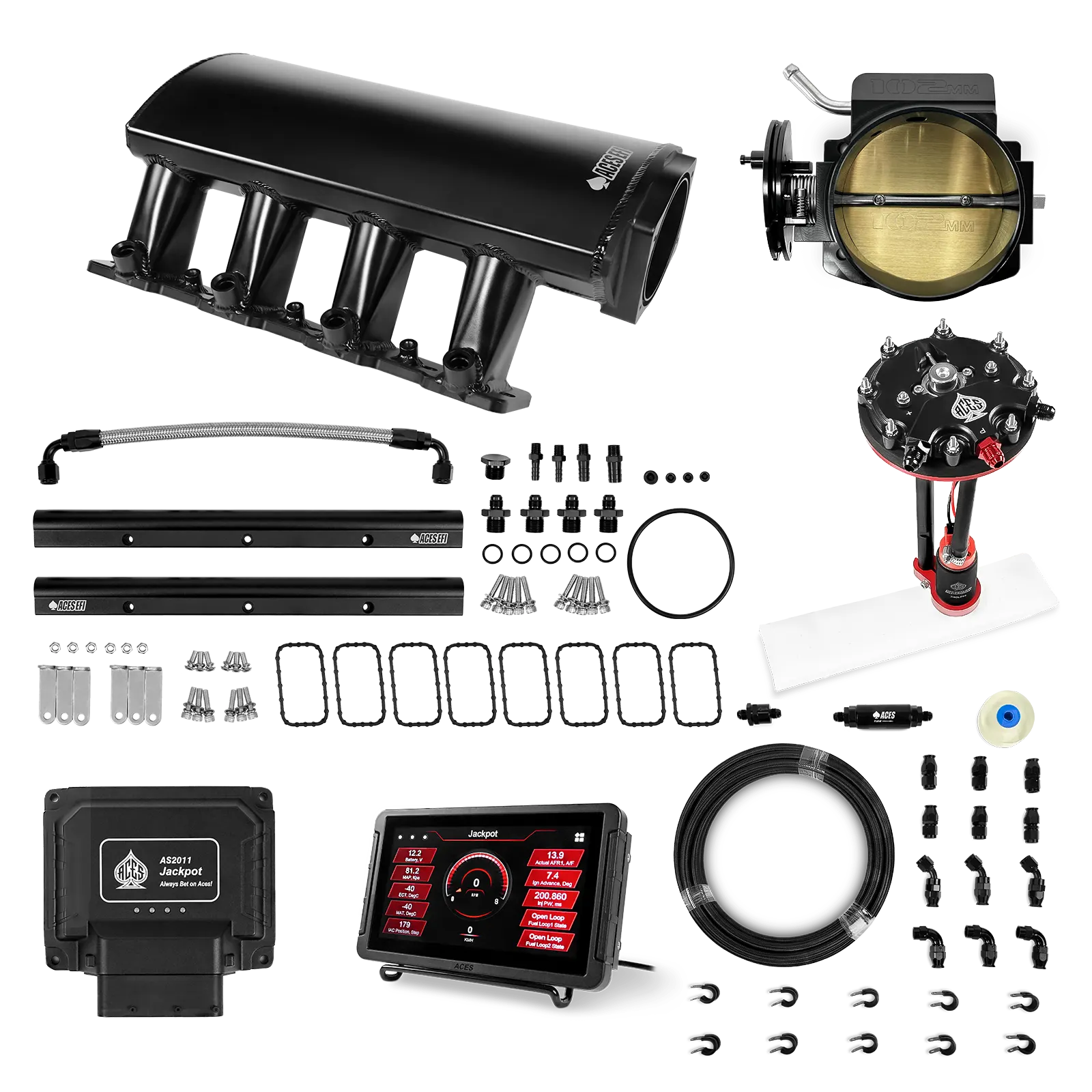 Jackpot LS EFI System - Master Kit with Tank Conversion Pump Module with Internal Regulator + 20' PTFE Hose Kit