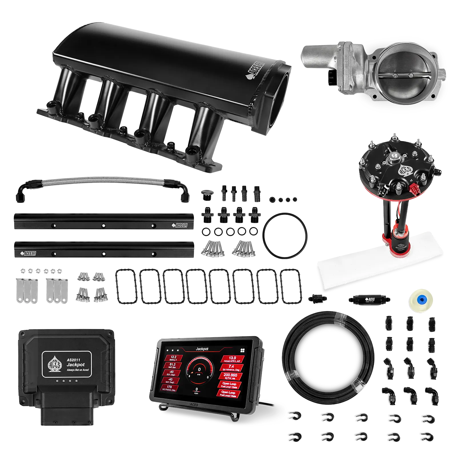 Jackpot LS EFI System - Master Kit with Tank Conversion Pump Module with Internal Regulator + 20' PTFE Hose Kit