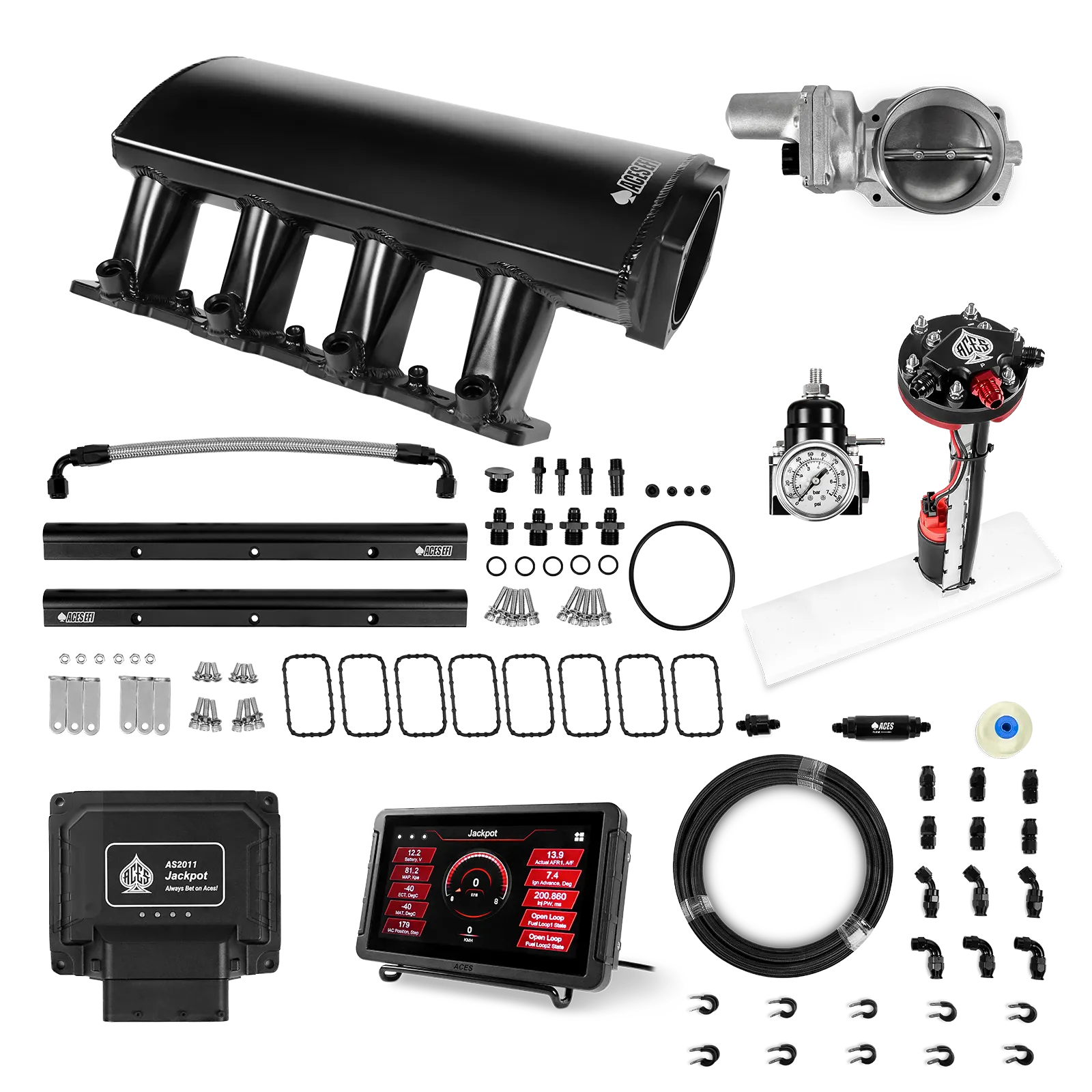 Jackpot LS EFI System - Master Kit with Tight Fit In-Tank Pump Module + 40' PTFE Hose Kit