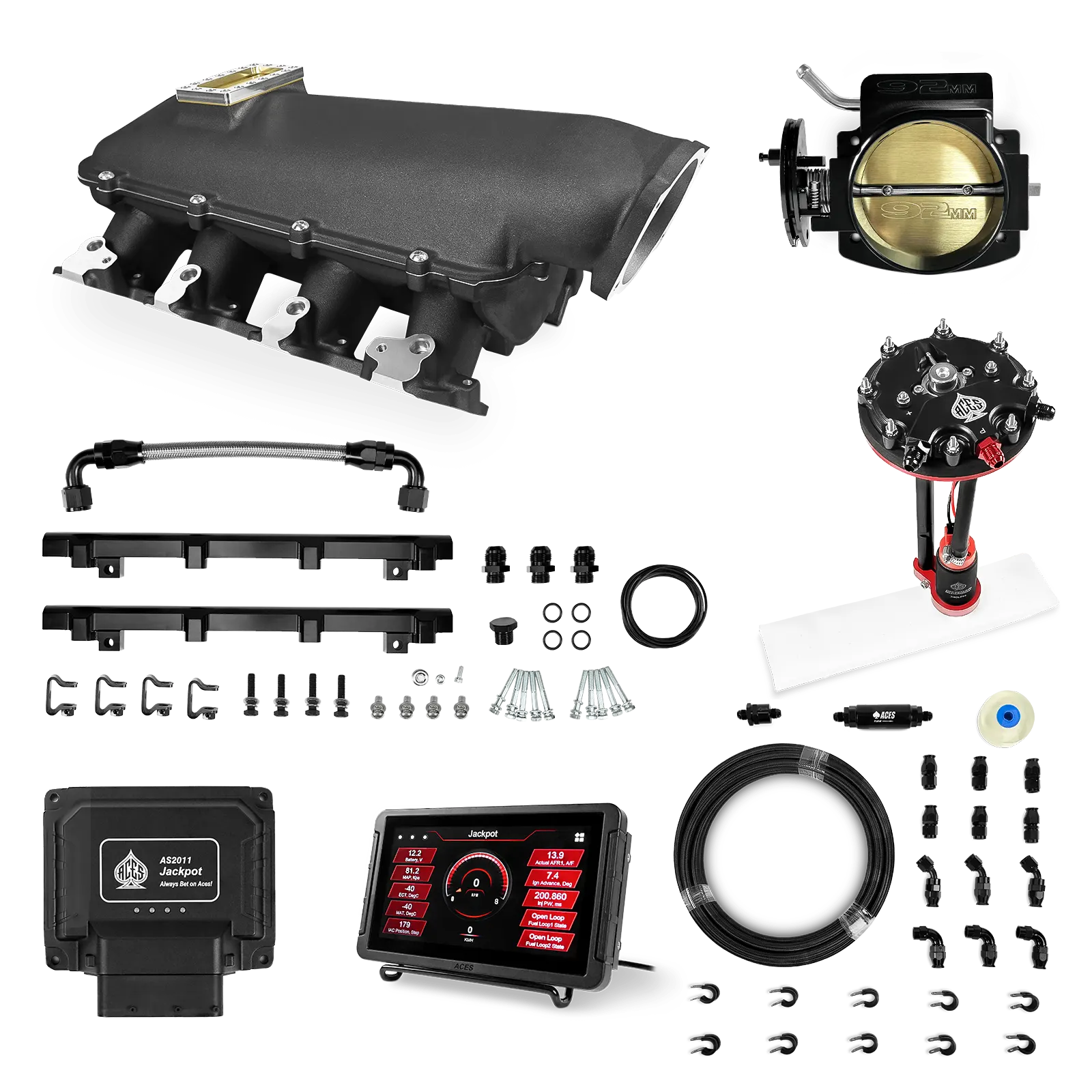 Jackpot LS EFI System - Master Kit with Tank Conversion Pump Module with Internal Regulator + 20' PTFE Hose Kit