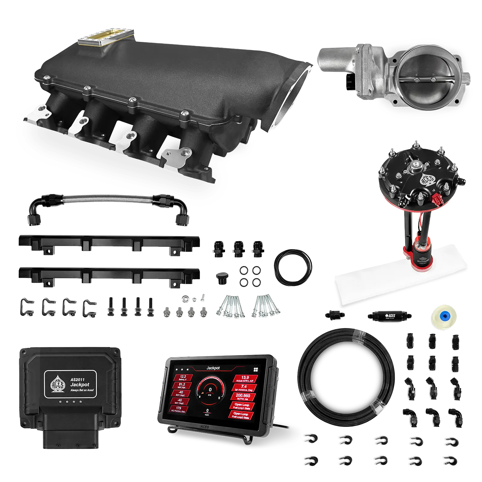 Jackpot LS EFI System - Master Kit with Tank Conversion Pump Module with Internal Regulator + 20' PTFE Hose Kit