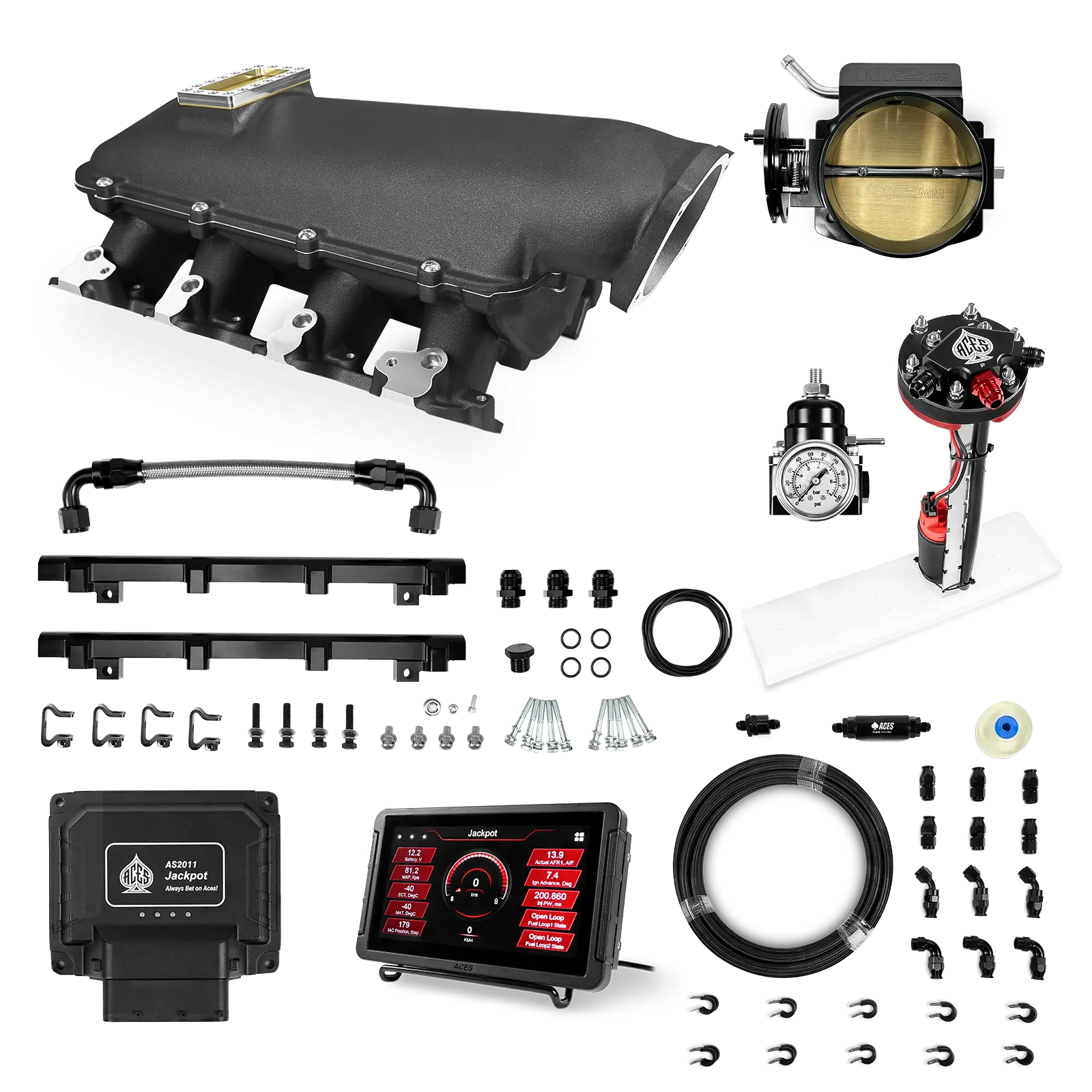 Jackpot LS EFI System - Master Kit with Tight Fit In-Tank Pump Module + 40' PTFE Hose Kit