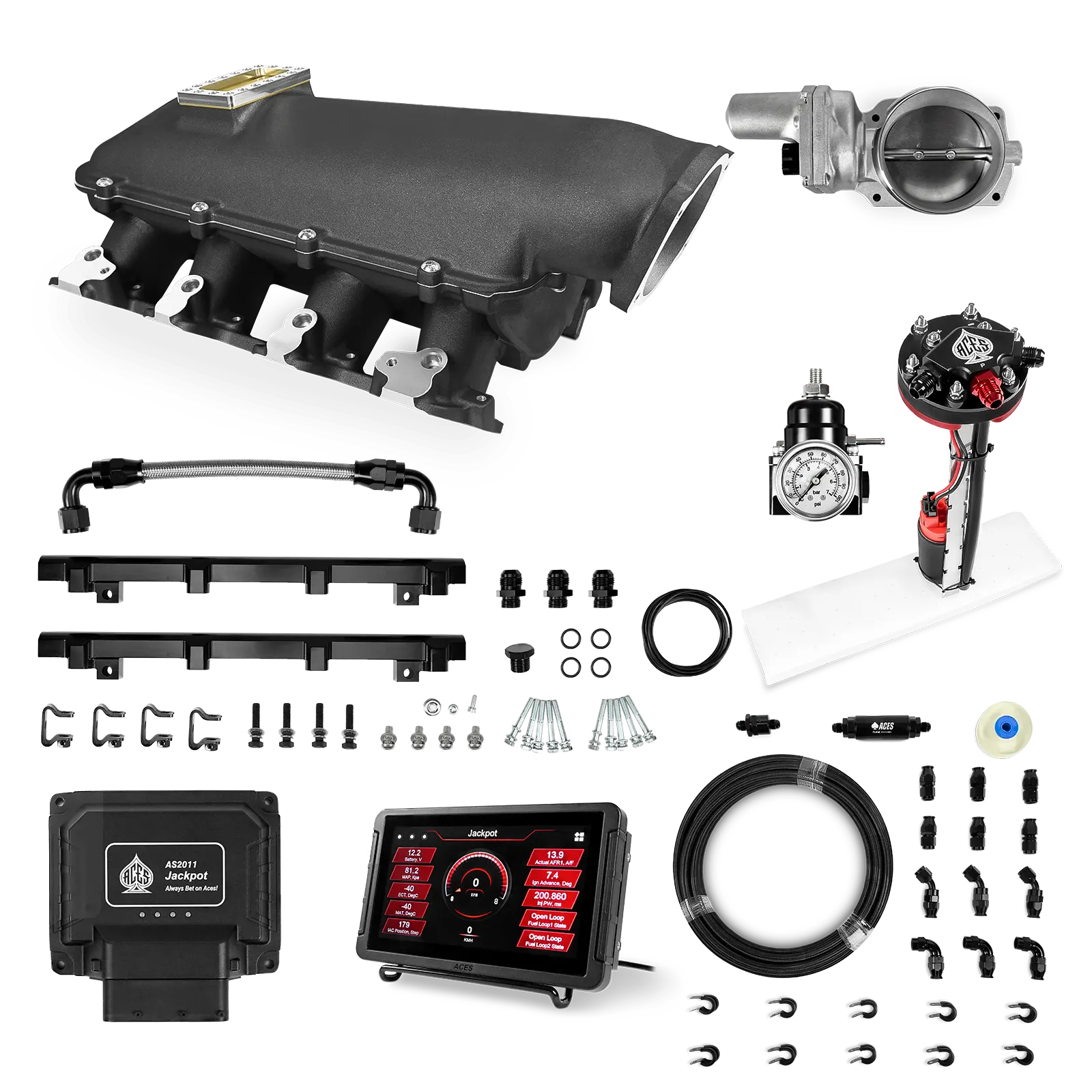 Jackpot LS EFI System - Master Kit with Tight Fit In-Tank Pump Module + 40' PTFE Hose Kit