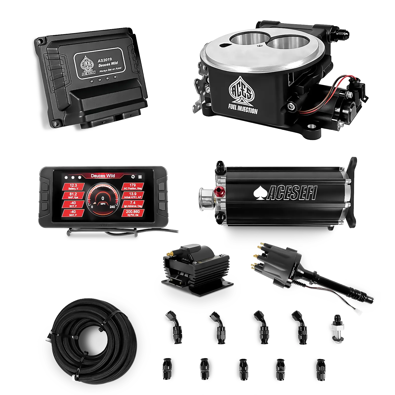 Deuces Wild 2-bbl EFI - (Black) Master Kit