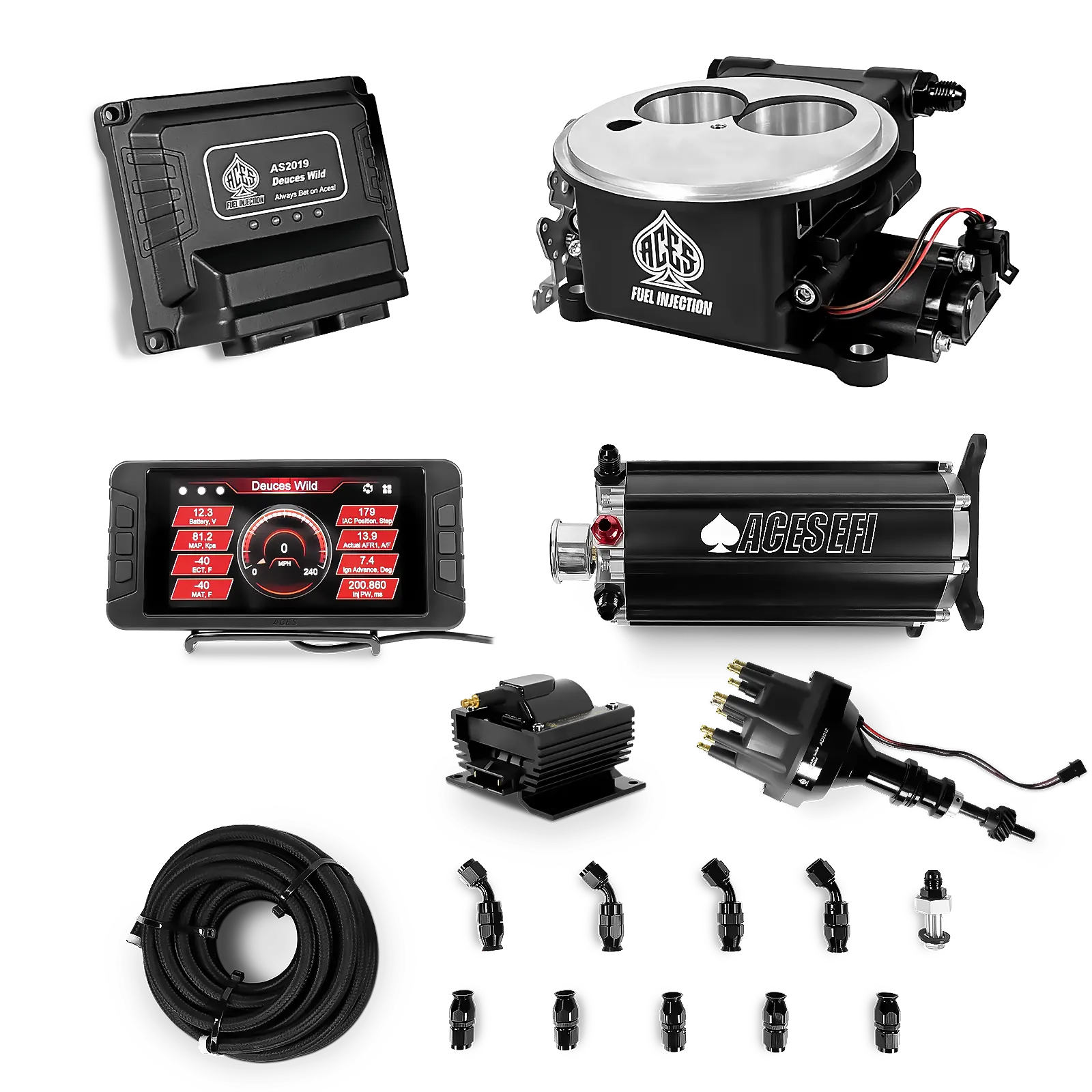 Deuces Wild 2-bbl EFI - (Black) Master Kit