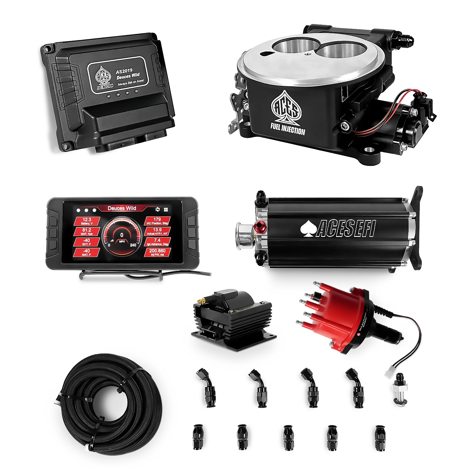 Deuces Wild 2-bbl EFI - (Black) Master Kit