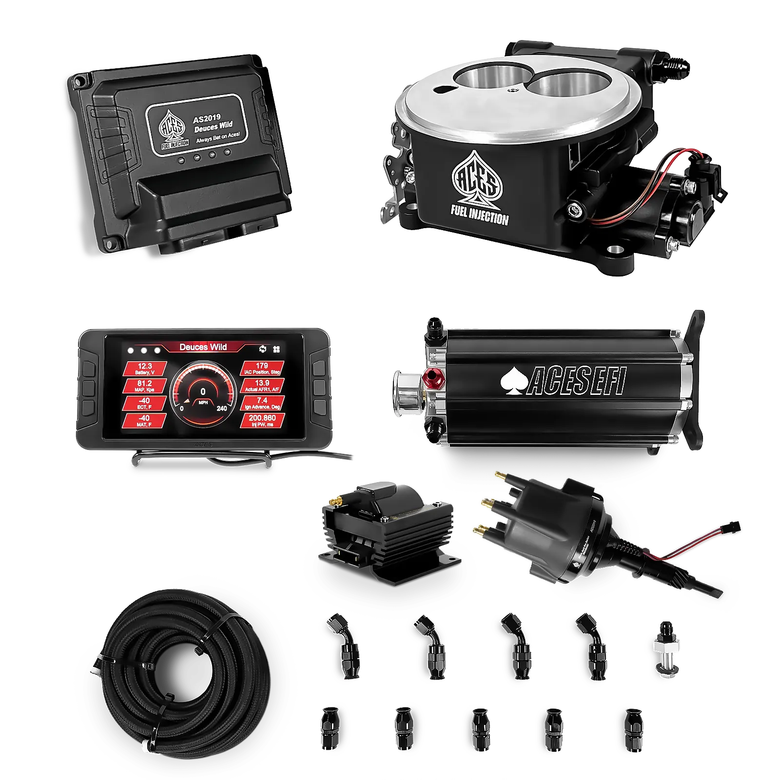 Deuces Wild 2-bbl EFI - (Black) Master Kit