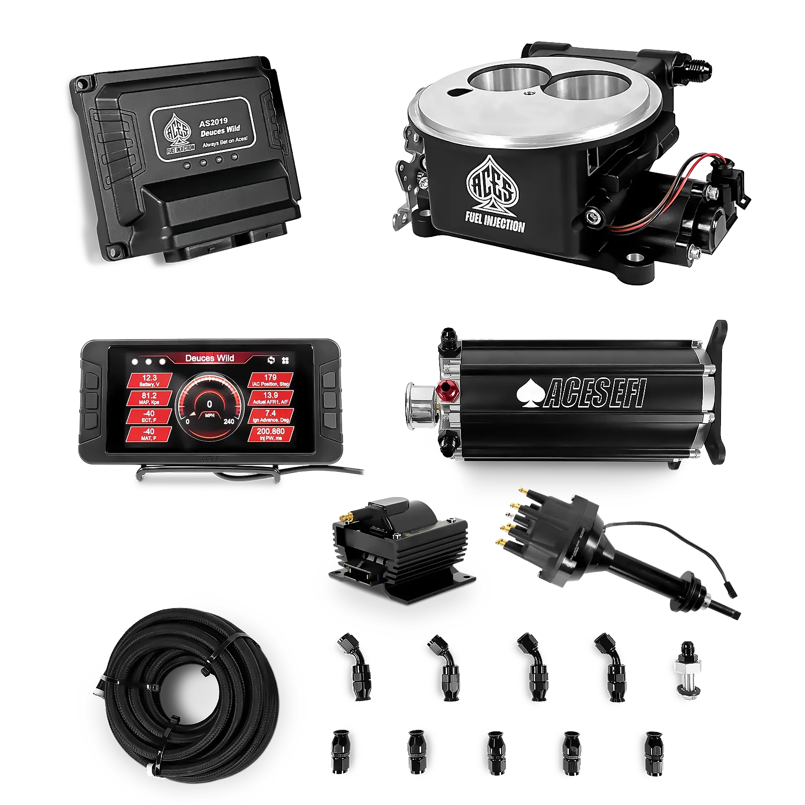 Deuces Wild 2-bbl EFI - (Black) Master Kit