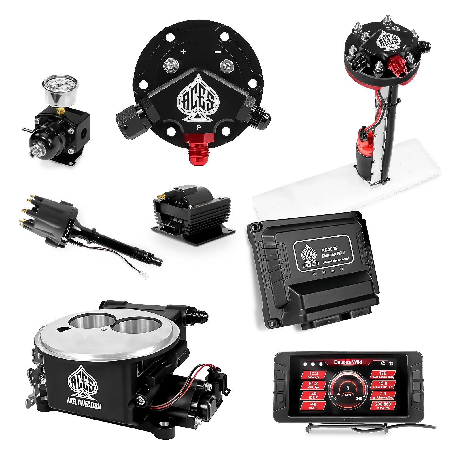 Deuces Wild 2-bbl EFI - (Black) Master Kit