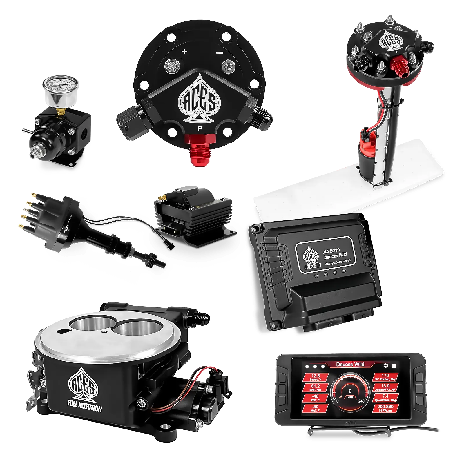 Deuces Wild 2-bbl EFI - (Black) Master Kit