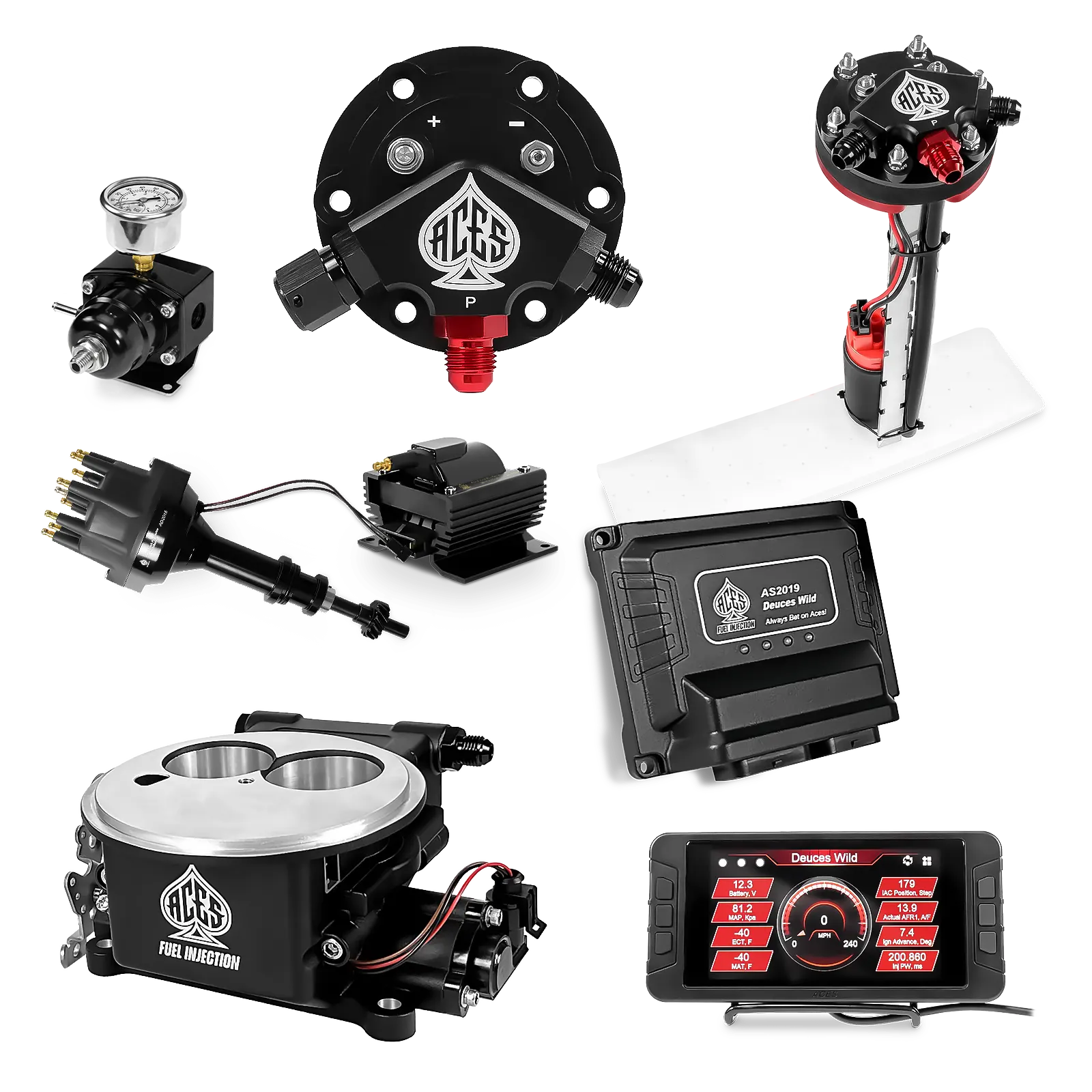 Deuces Wild 2-bbl EFI - (Black) Master Kit