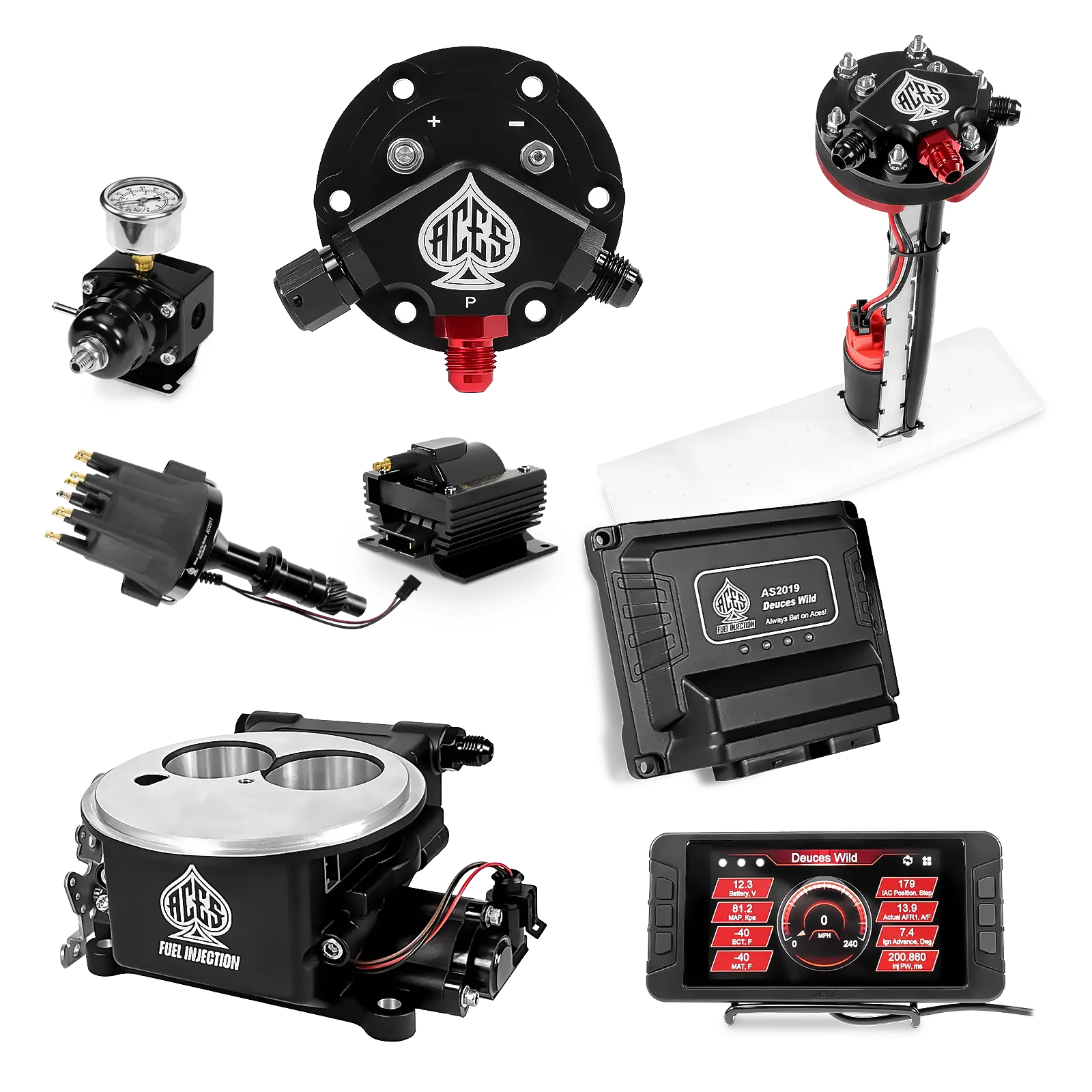 Deuces Wild 2-bbl EFI - (Black) Master Kit