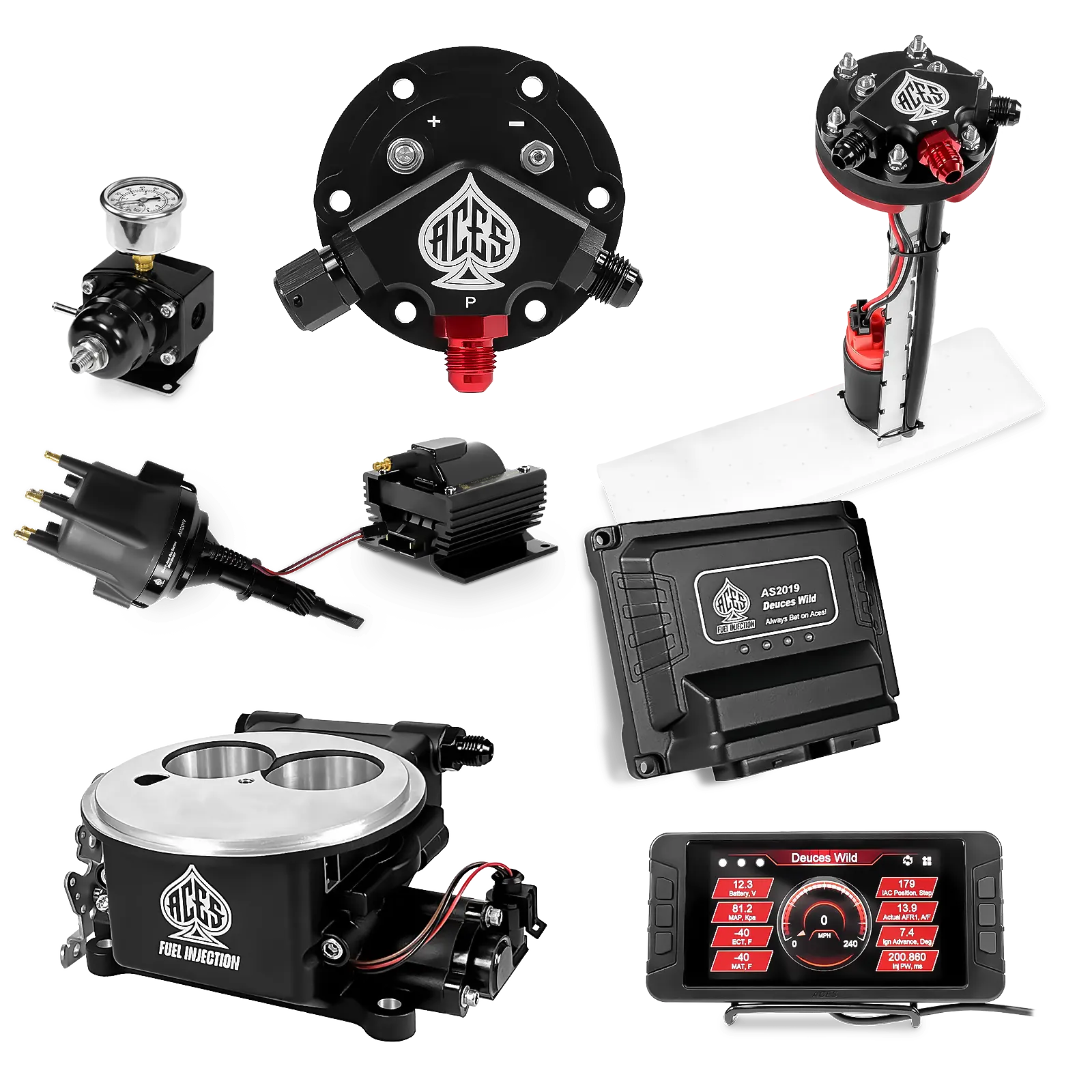 Deuces Wild 2-bbl EFI - (Black) Master Kit