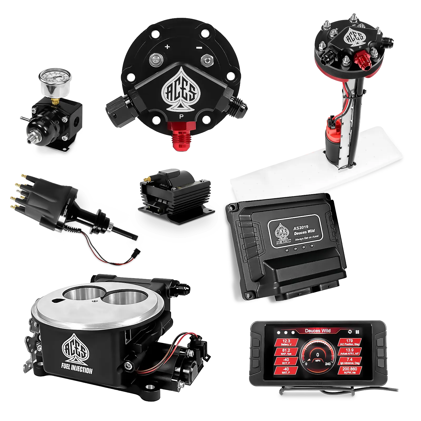 Deuces Wild 2-bbl EFI - (Black) Master Kit