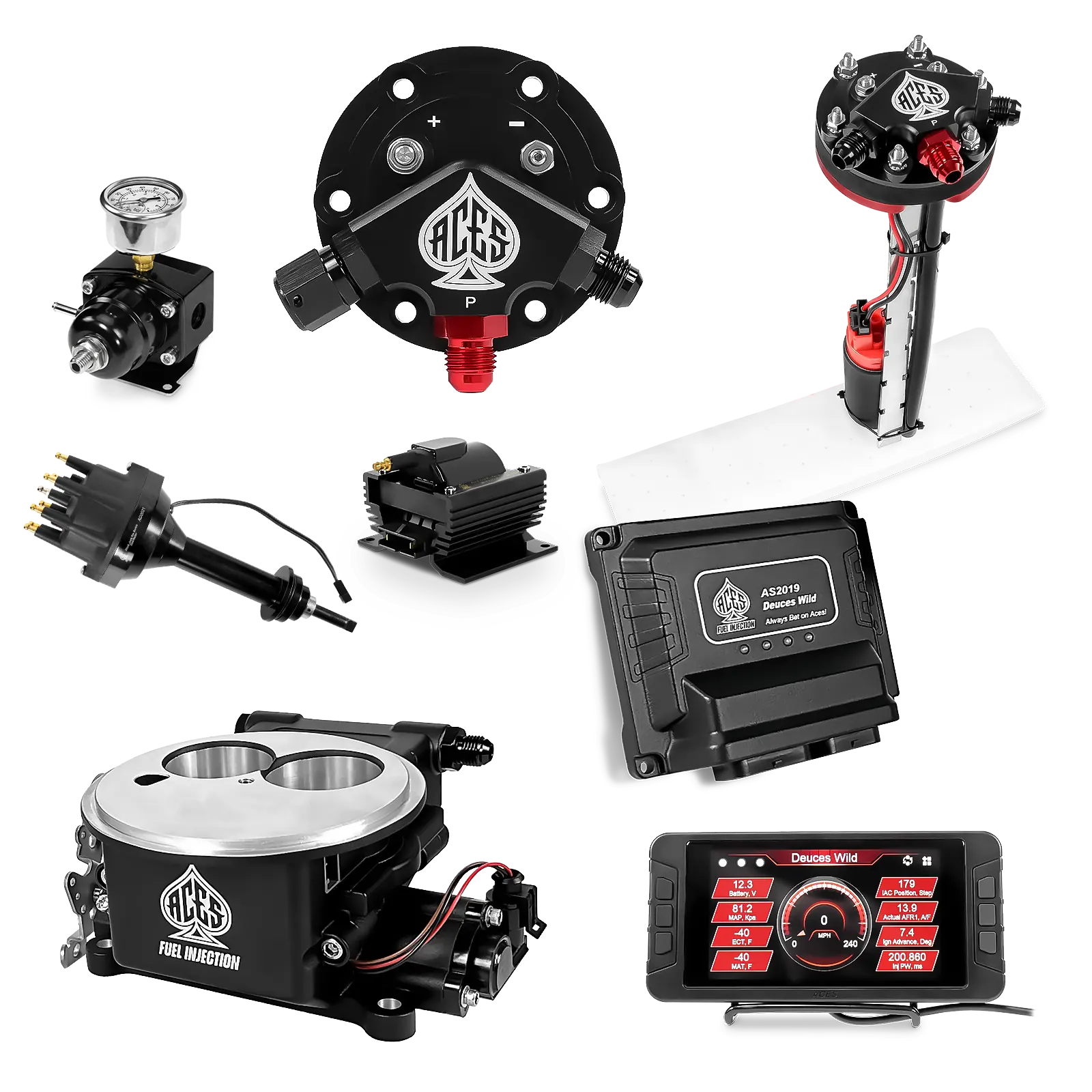 Deuces Wild 2-bbl EFI - (Black) Master Kit