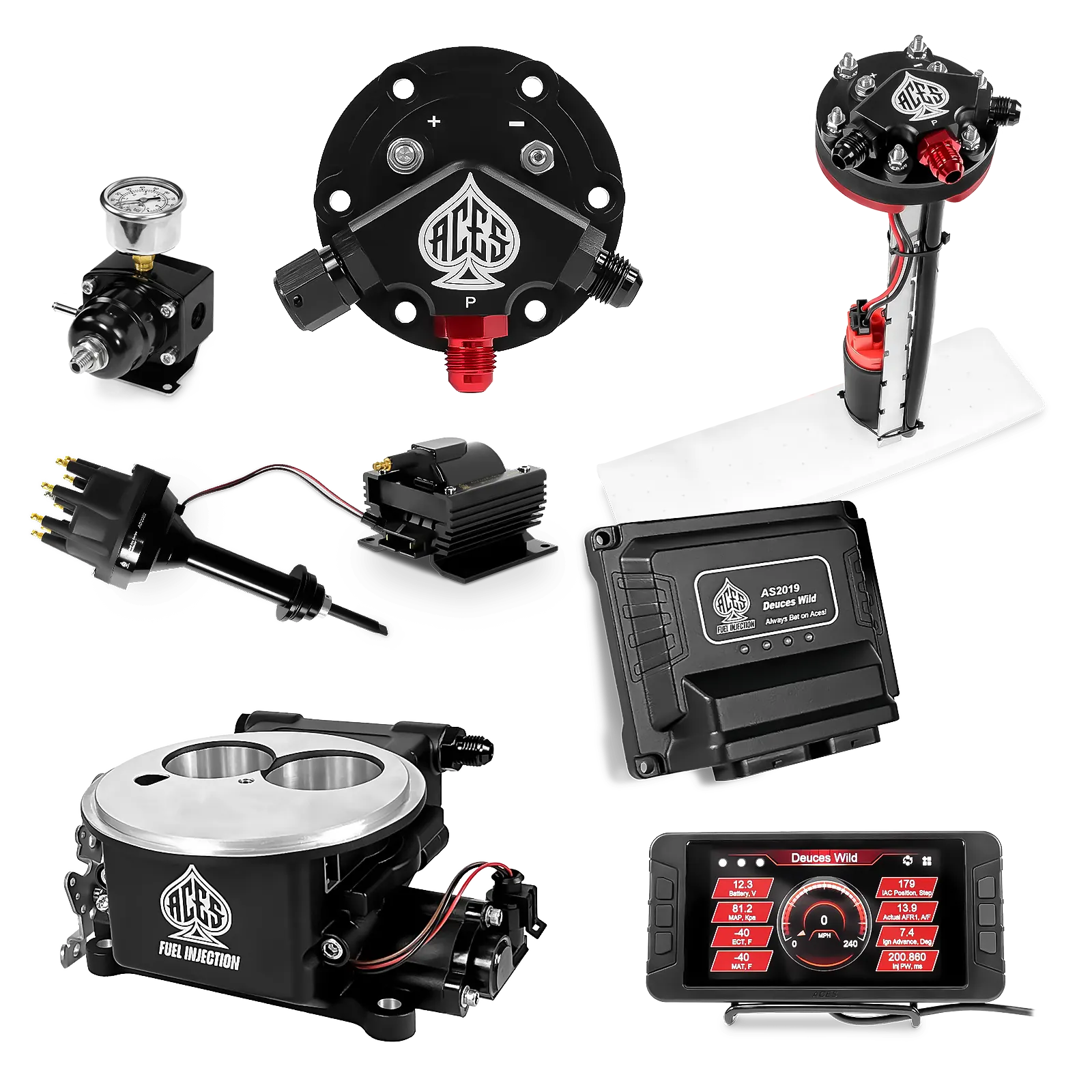 Deuces Wild 2-bbl EFI - (Black) Master Kit