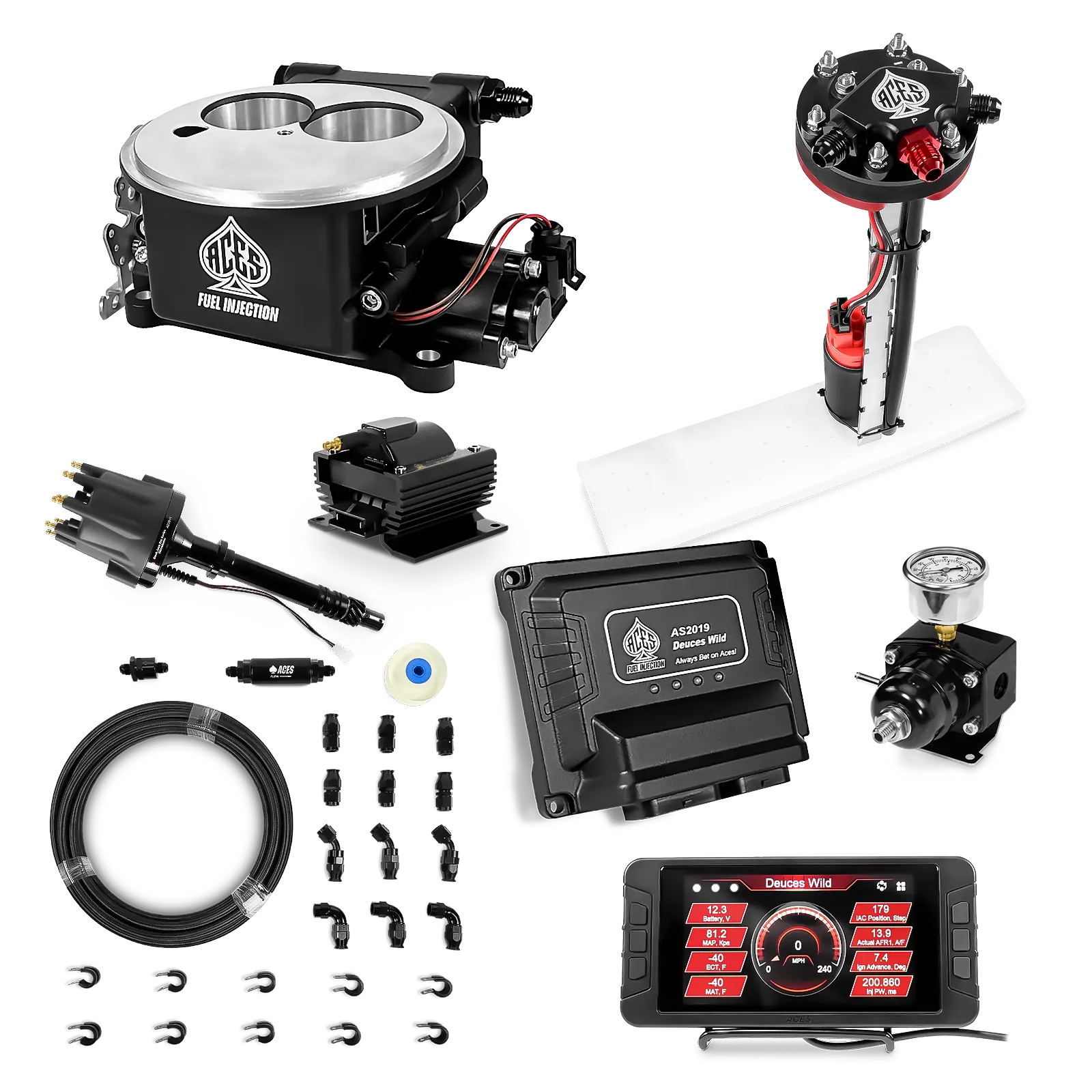 Deuces Wild 2-bbl EFI - (Black) Master Kit