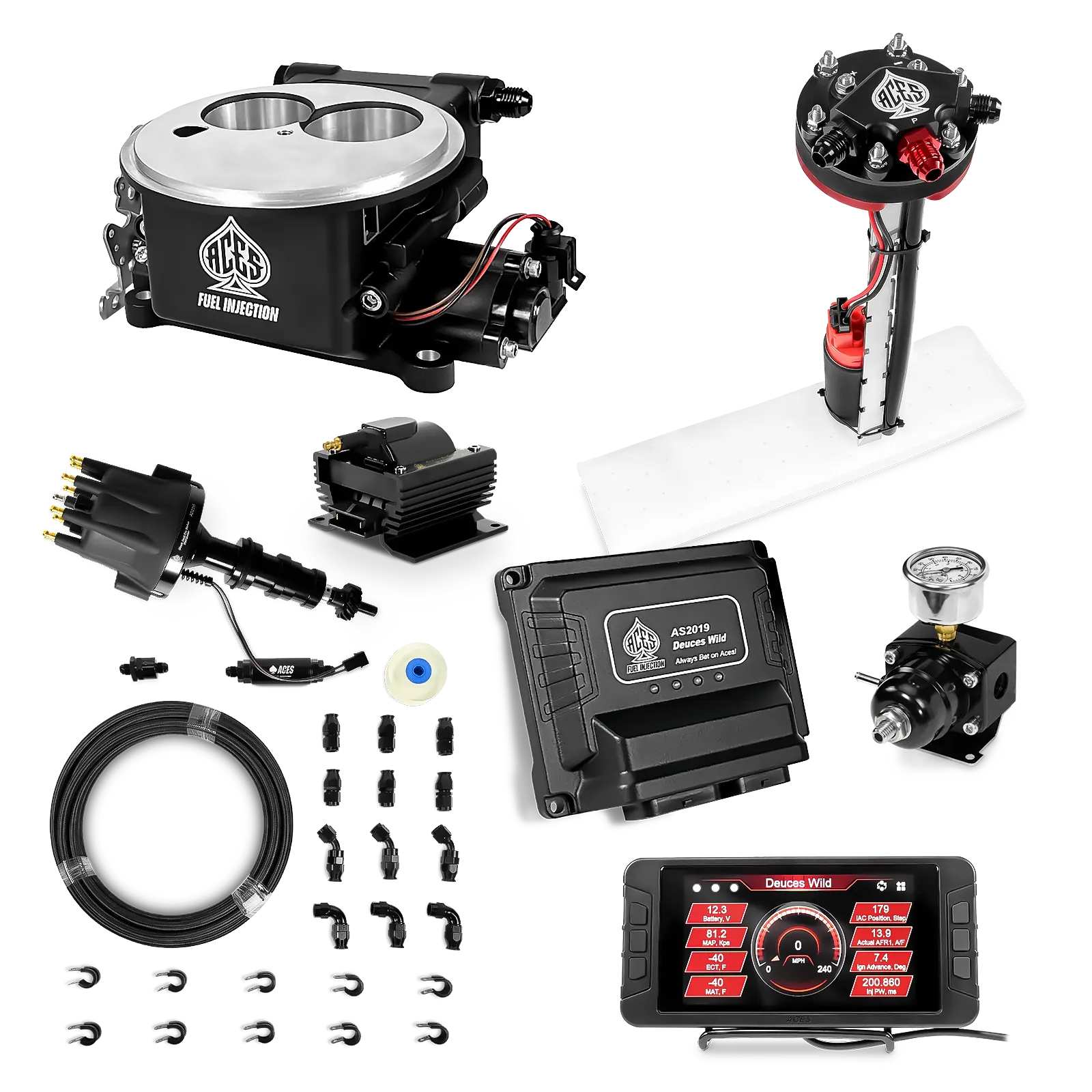 Deuces Wild 2-bbl EFI - (Black) Master Kit