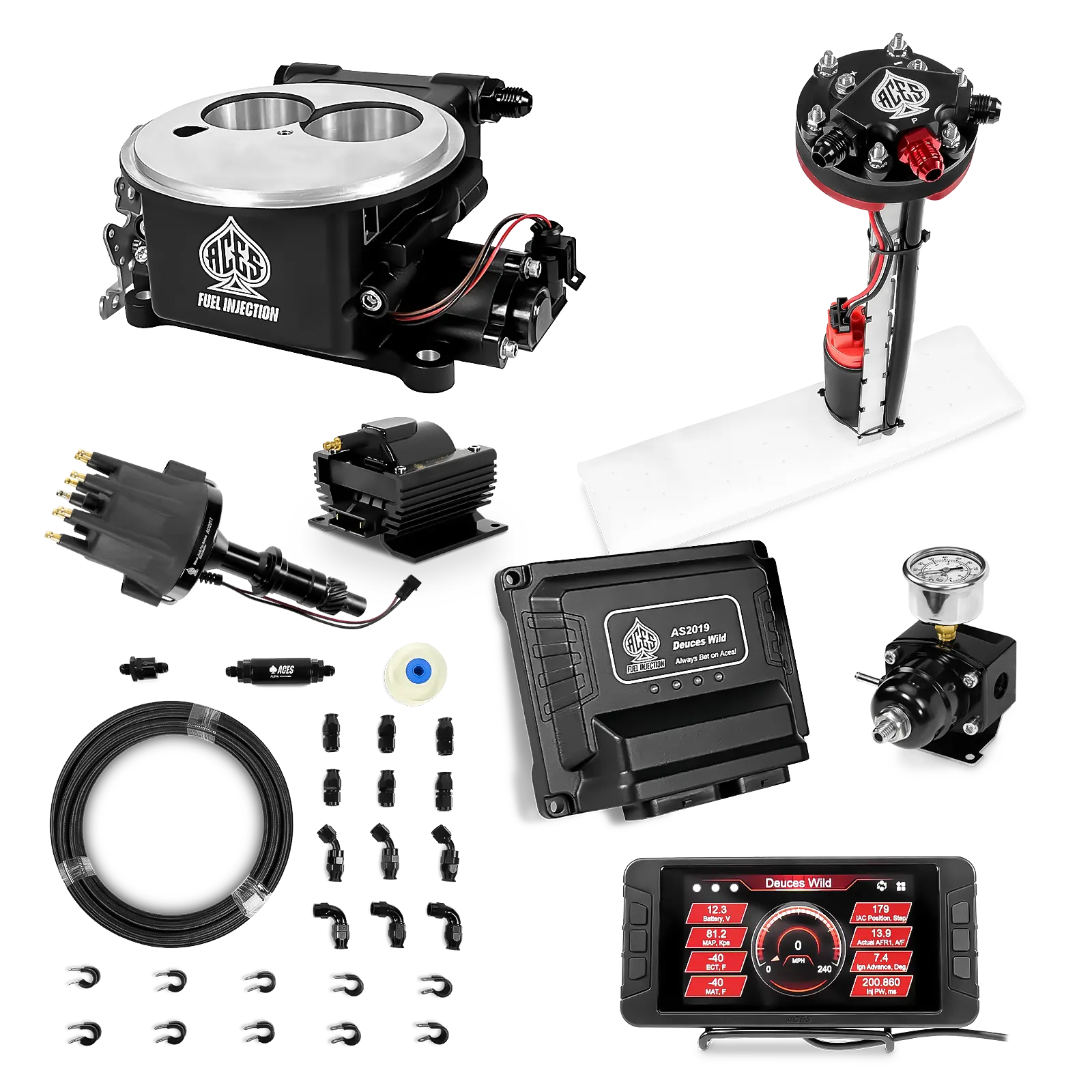 Deuces Wild 2-bbl EFI - (Black) Master Kit