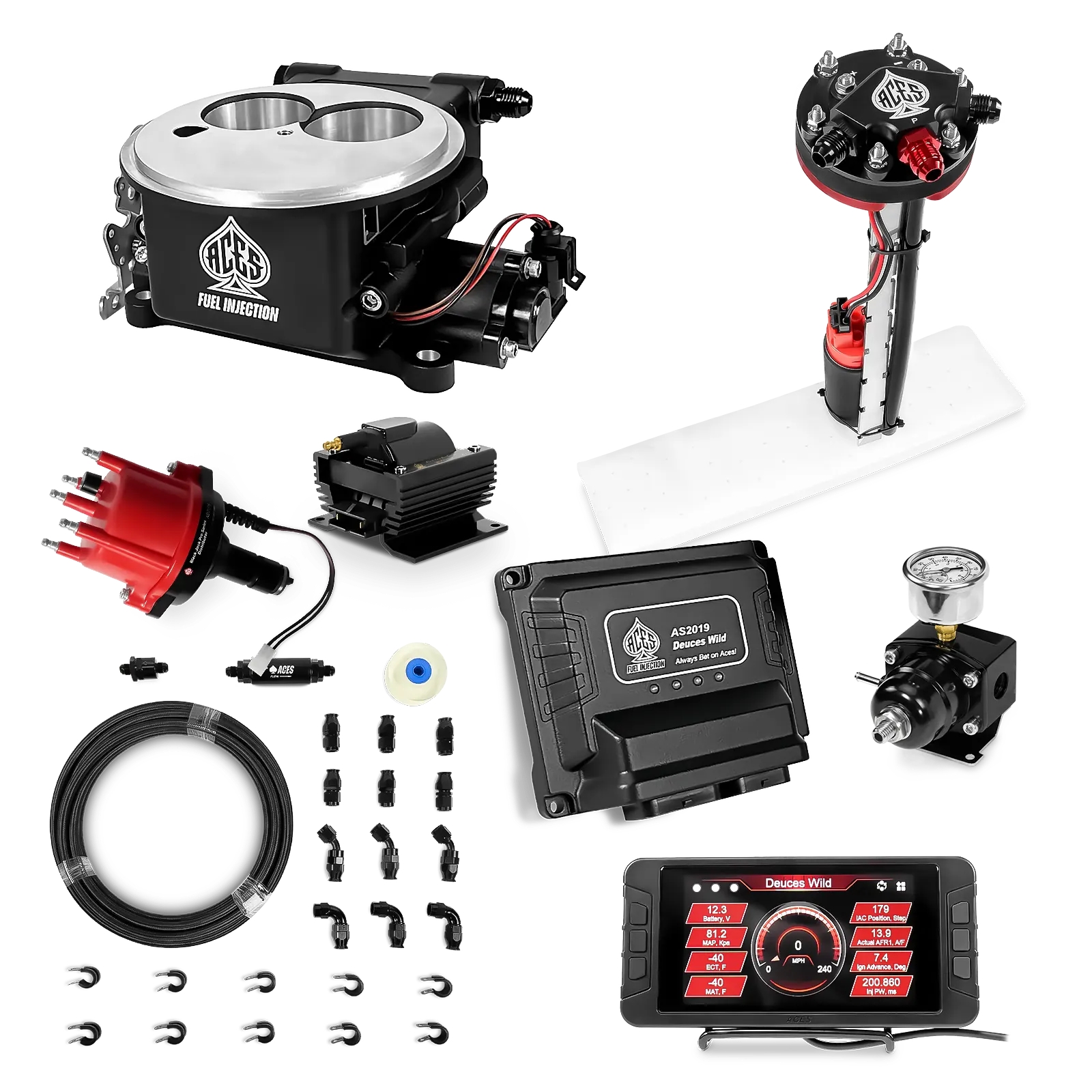 Deuces Wild 2-bbl EFI - (Black) Master Kit