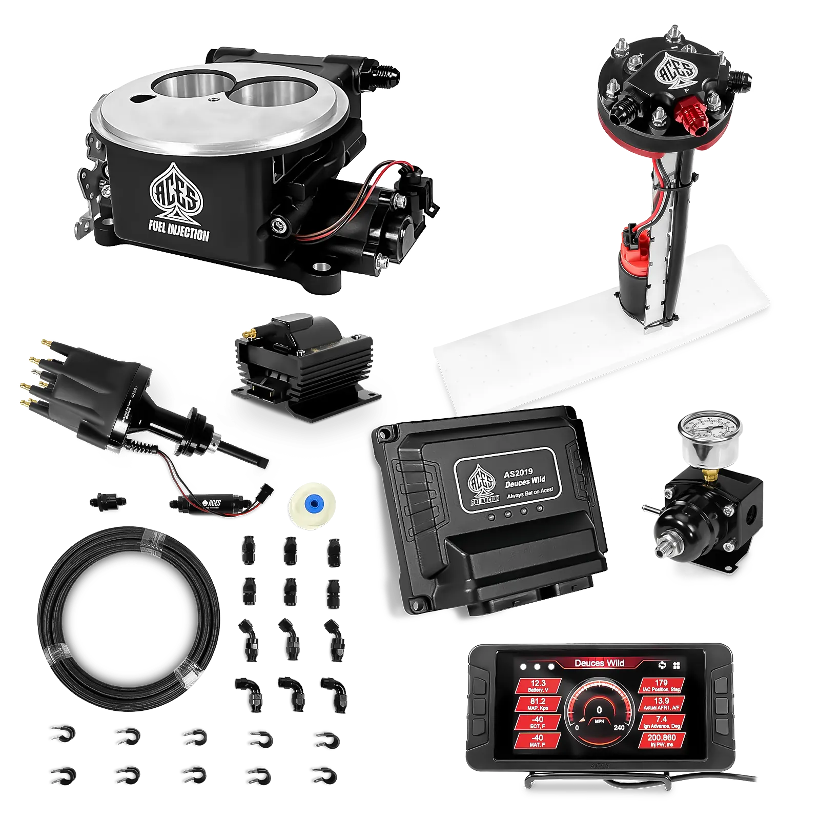 Deuces Wild 2-bbl EFI - (Black) Master Kit