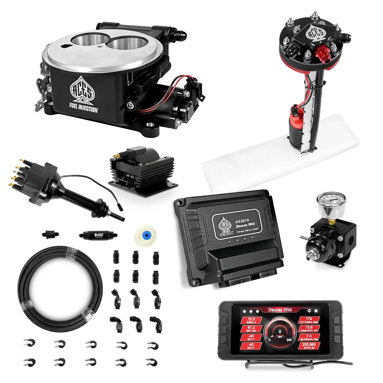 Deuces Wild 2-bbl EFI - (Black) Master Kit