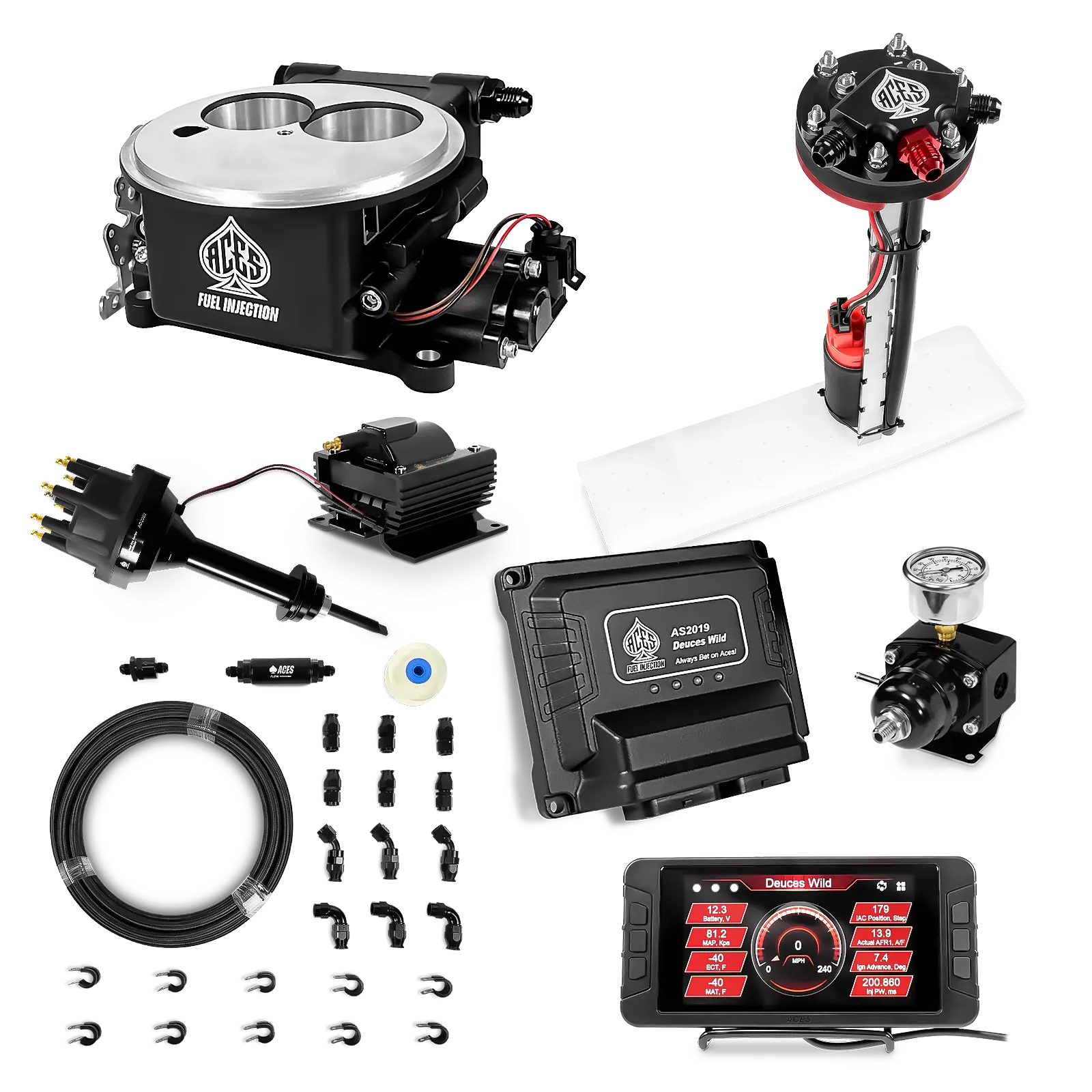 Deuces Wild 2-bbl EFI - (Black) Master Kit