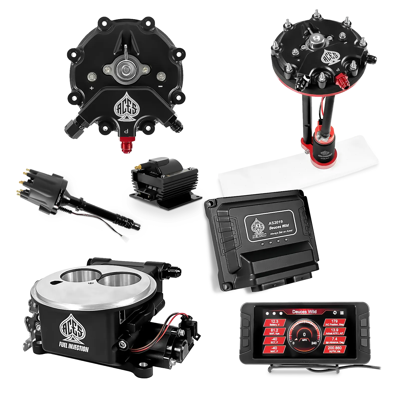 Deuces Wild 2-bbl EFI - (Black) Master Kit