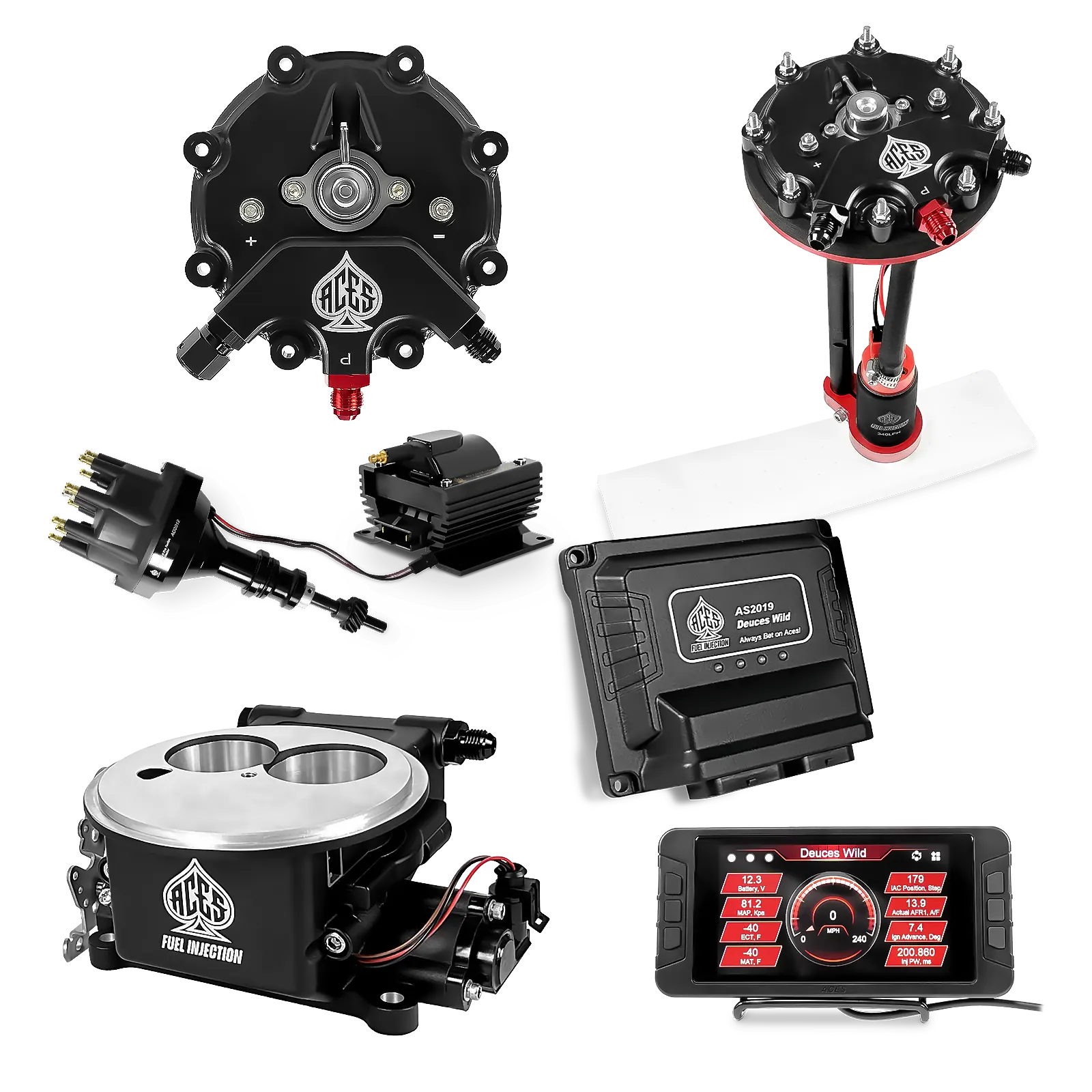 Deuces Wild 2-bbl EFI - (Black) Master Kit