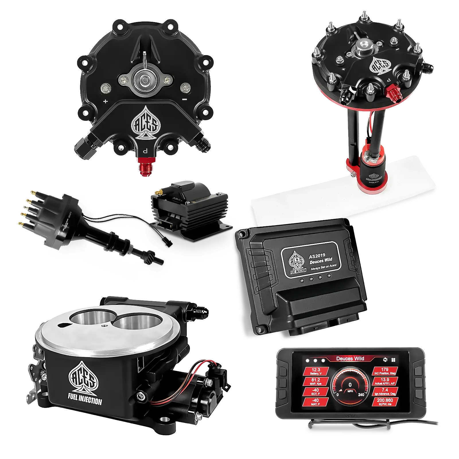 Deuces Wild 2-bbl EFI - (Black) Master Kit