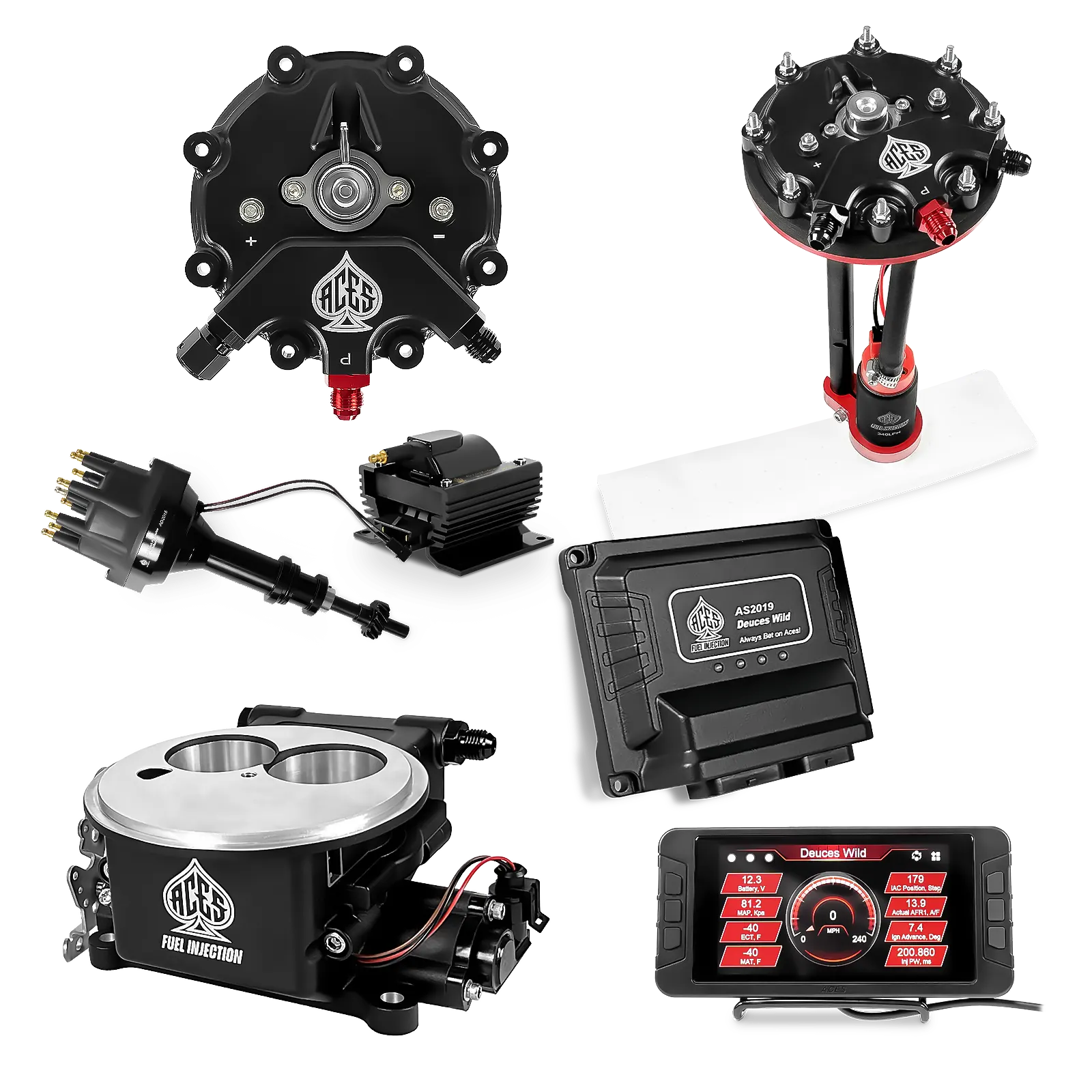 Deuces Wild 2-bbl EFI - (Black) Master Kit