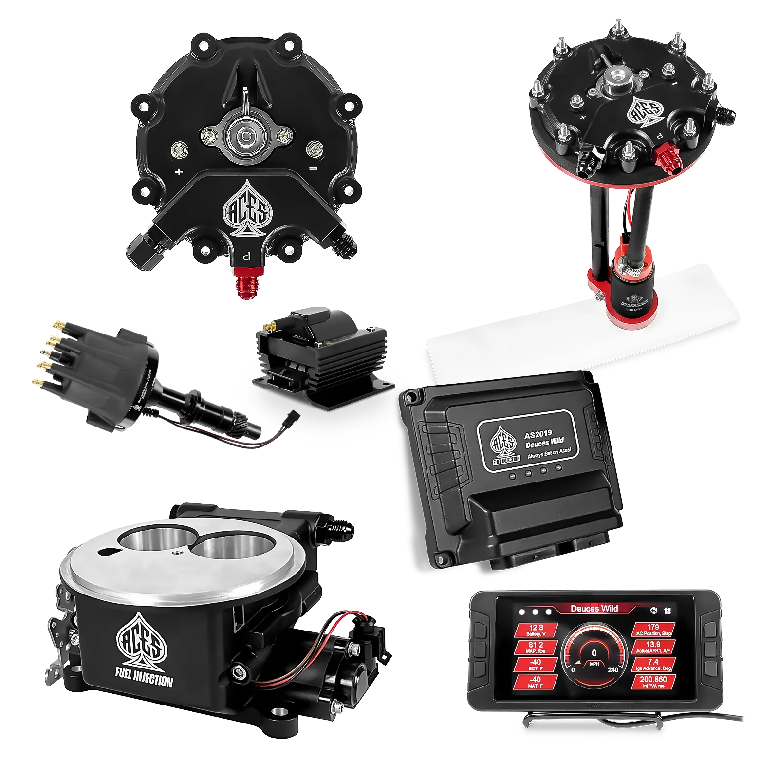 Deuces Wild 2-bbl EFI - (Black) Master Kit