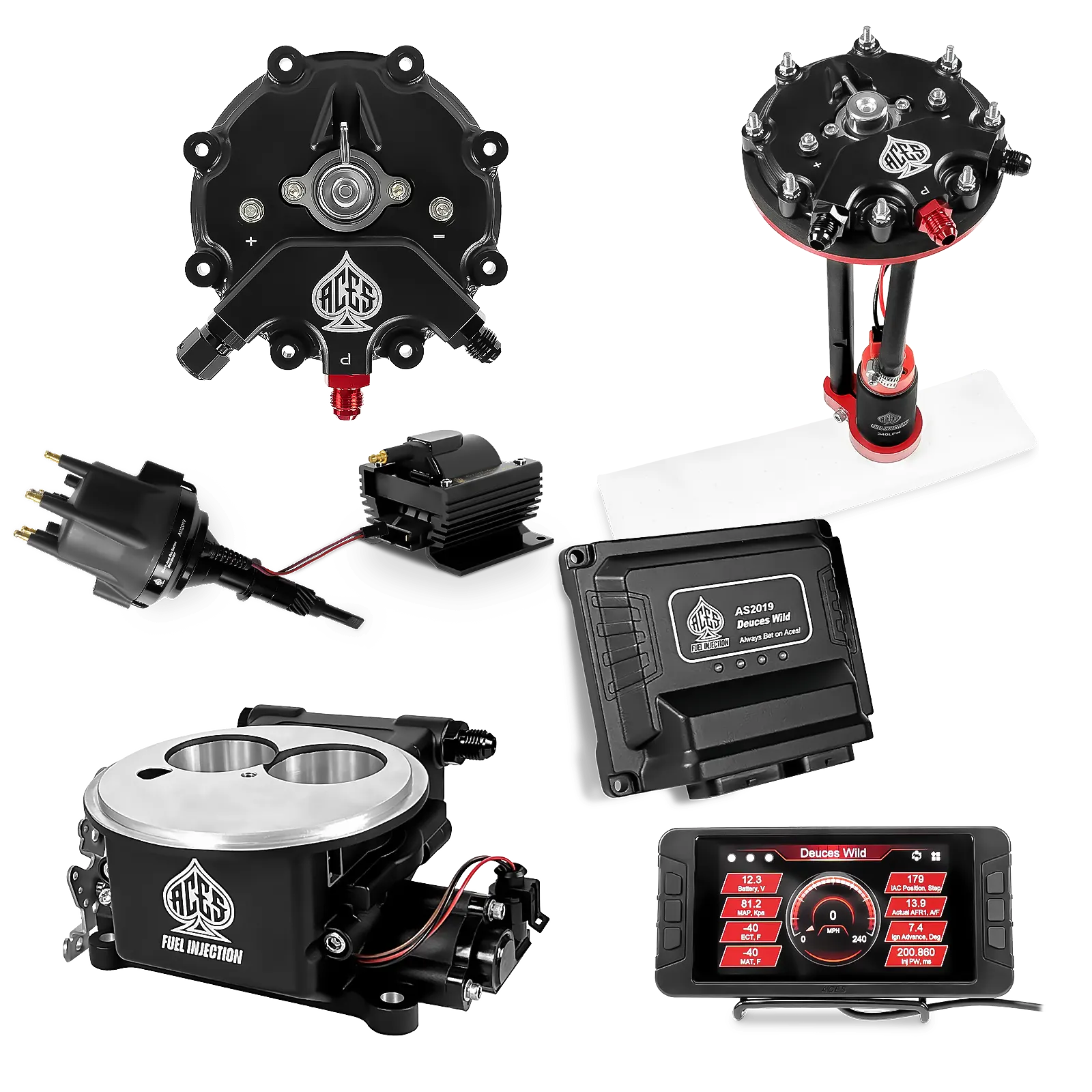 Deuces Wild 2-bbl EFI - (Black) Master Kit