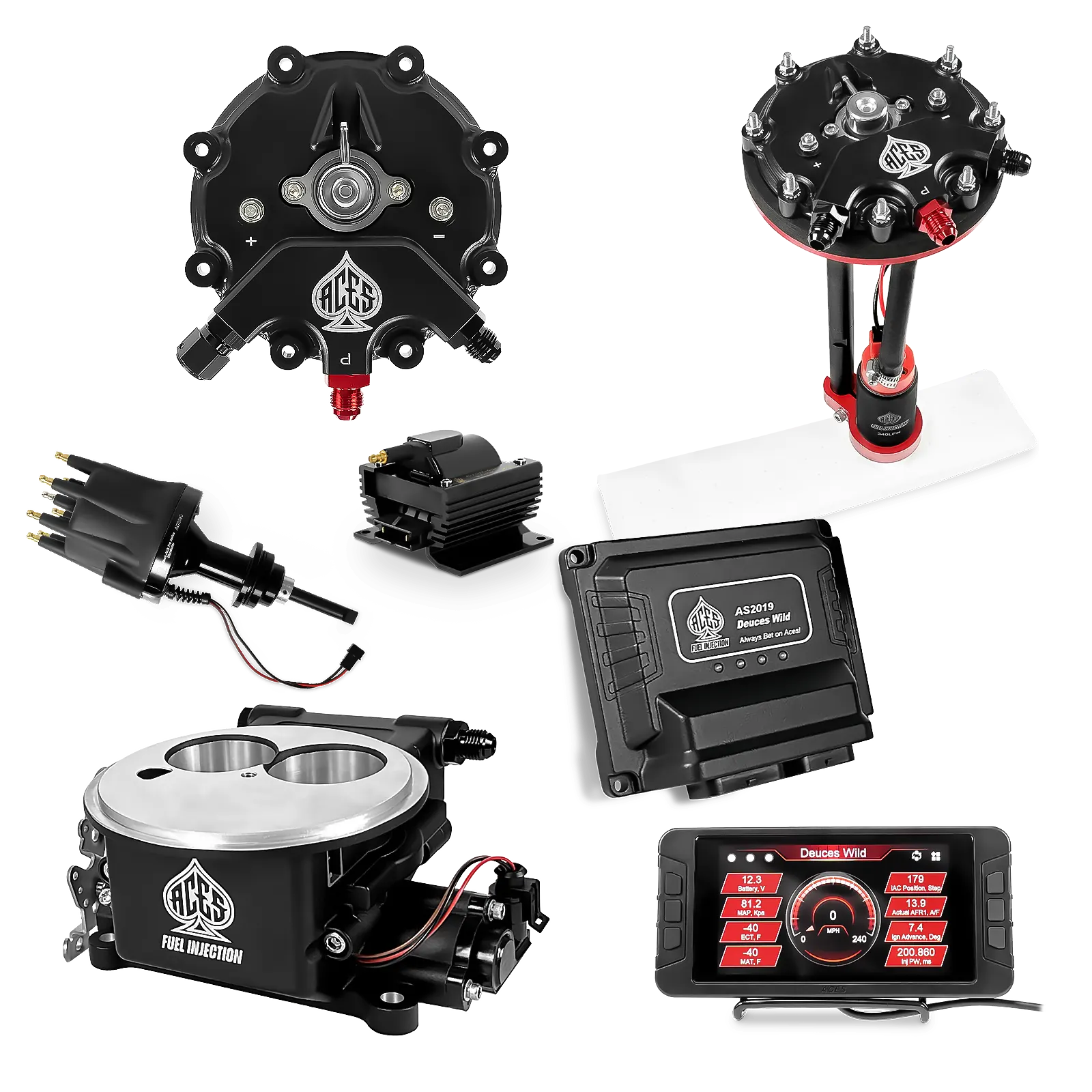 Deuces Wild 2-bbl EFI - (Black) Master Kit