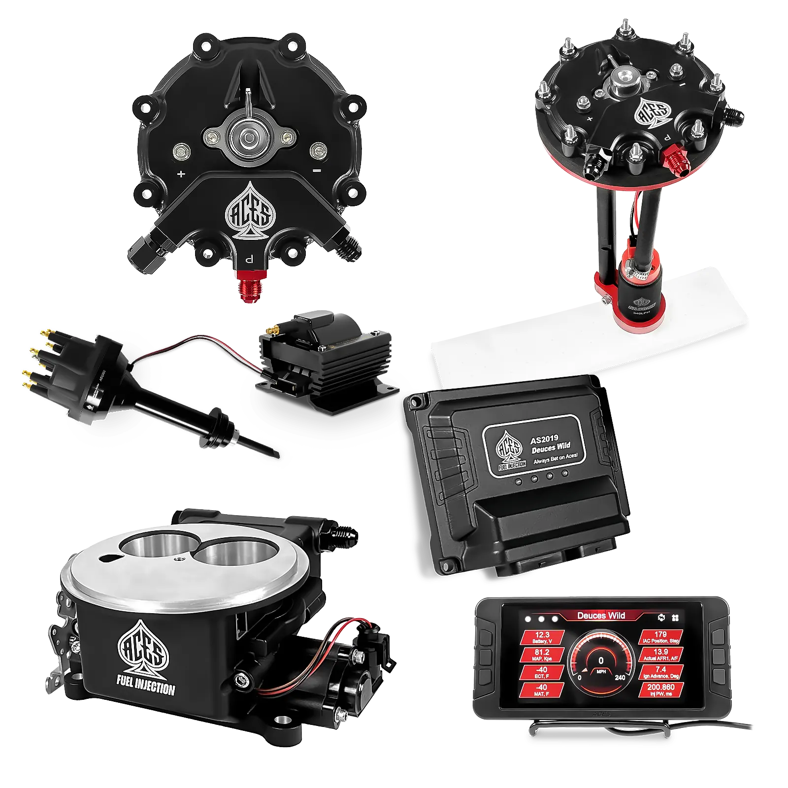 Deuces Wild 2-bbl EFI - (Black) Master Kit