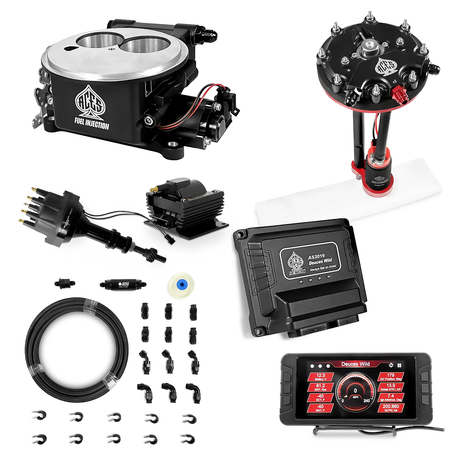 Deuces Wild 2-bbl EFI - (Black) Master Kit