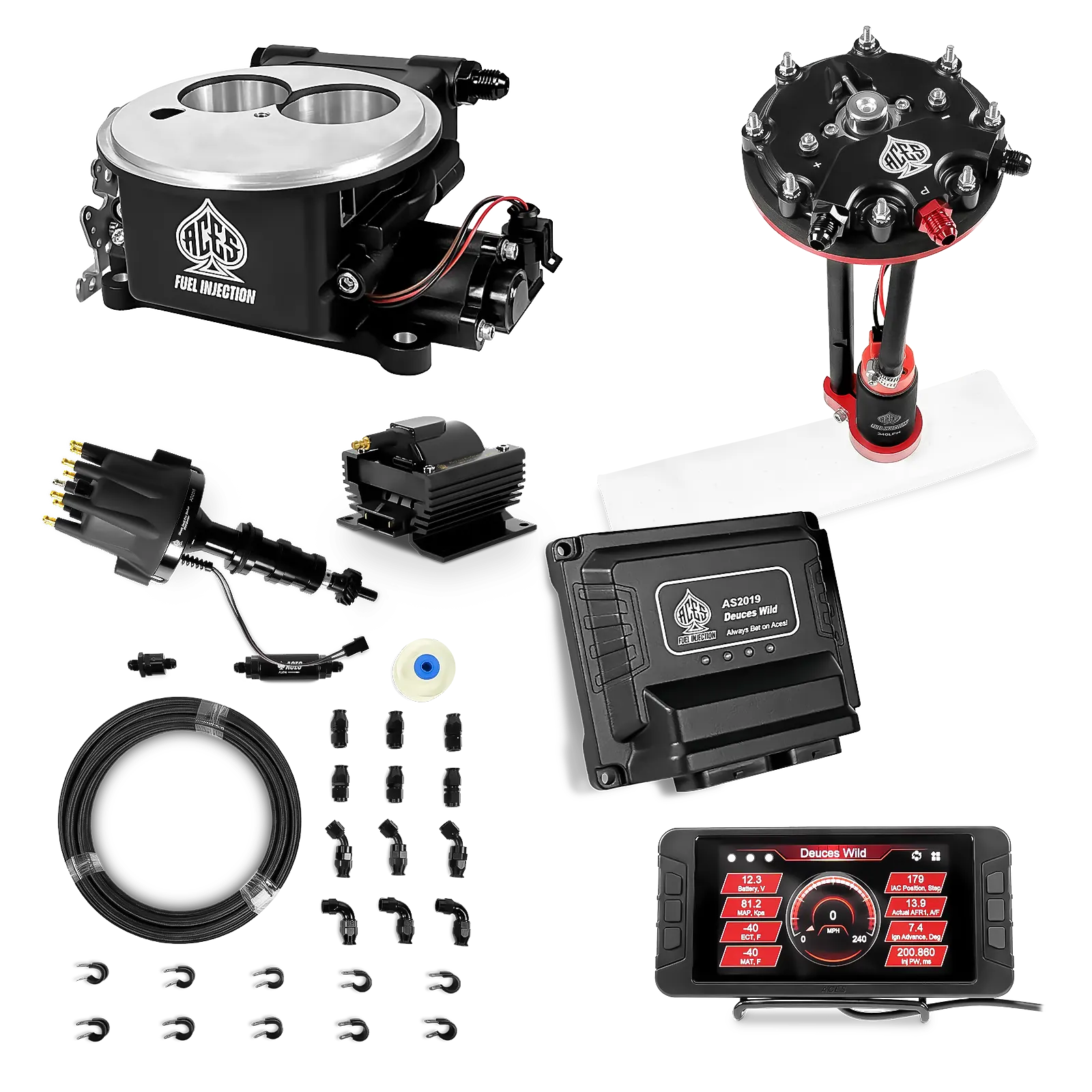 Deuces Wild 2-bbl EFI - (Black) Master Kit