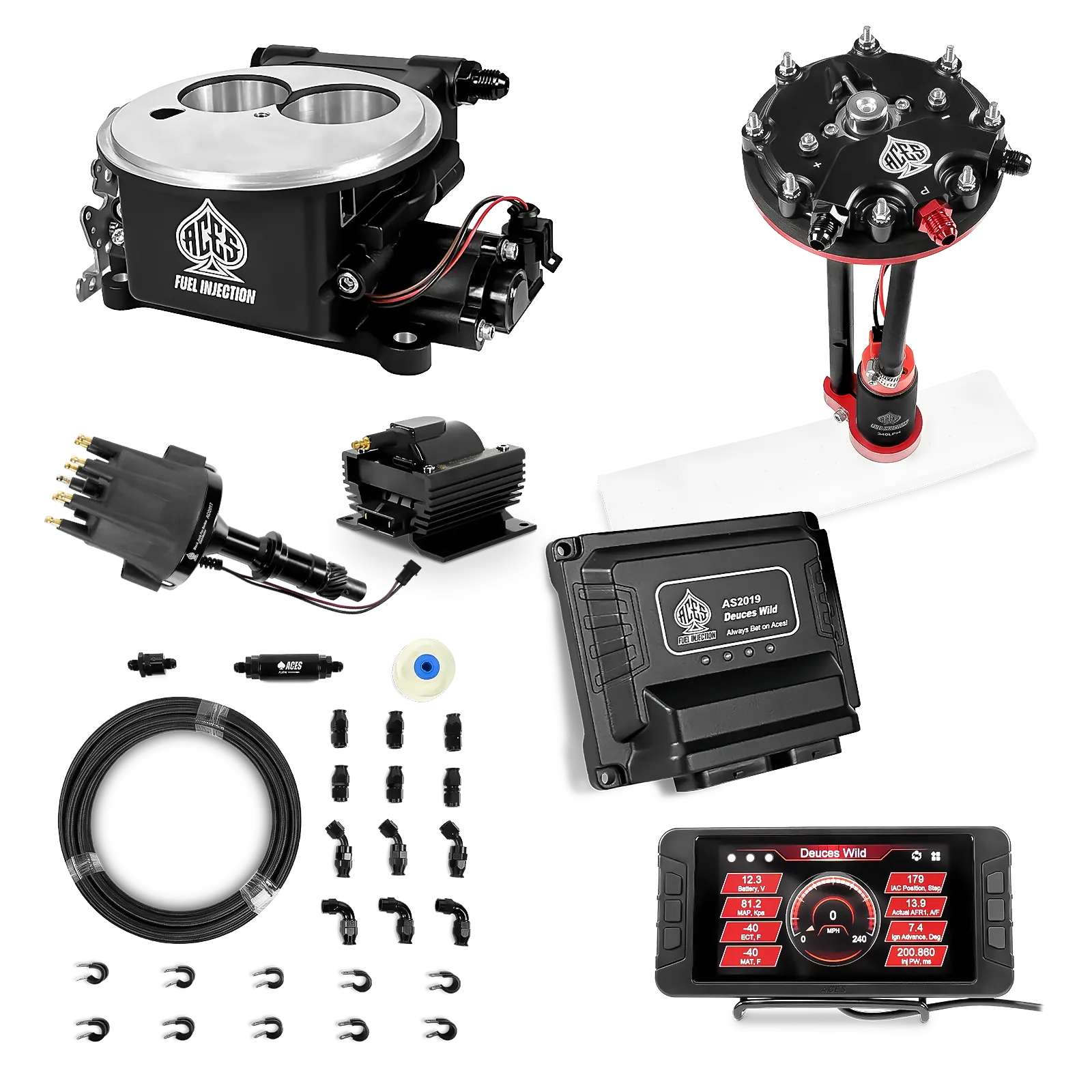 Deuces Wild 2-bbl EFI - (Black) Master Kit