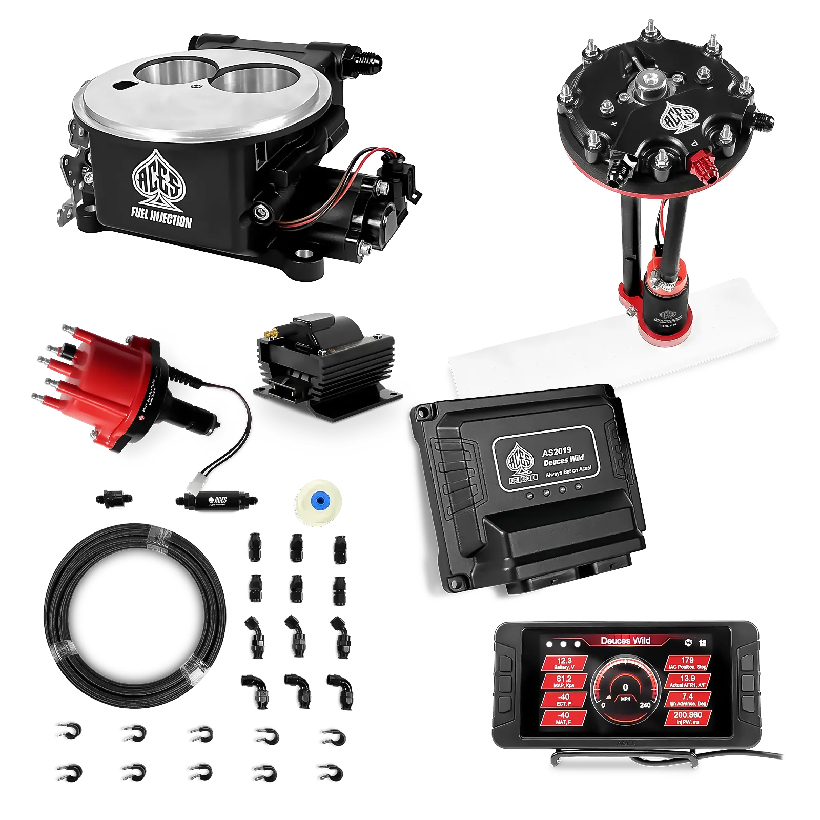 Deuces Wild 2-bbl EFI - (Black) Master Kit