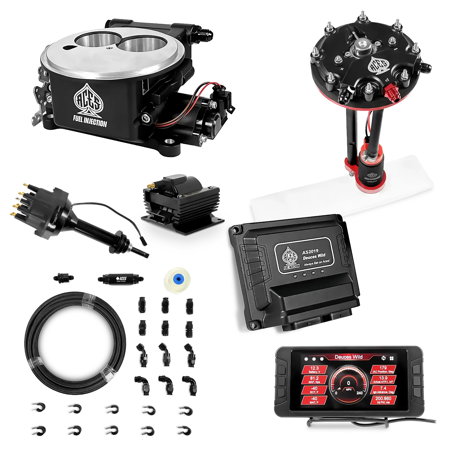 Deuces Wild 2-bbl EFI - (Black) Master Kit