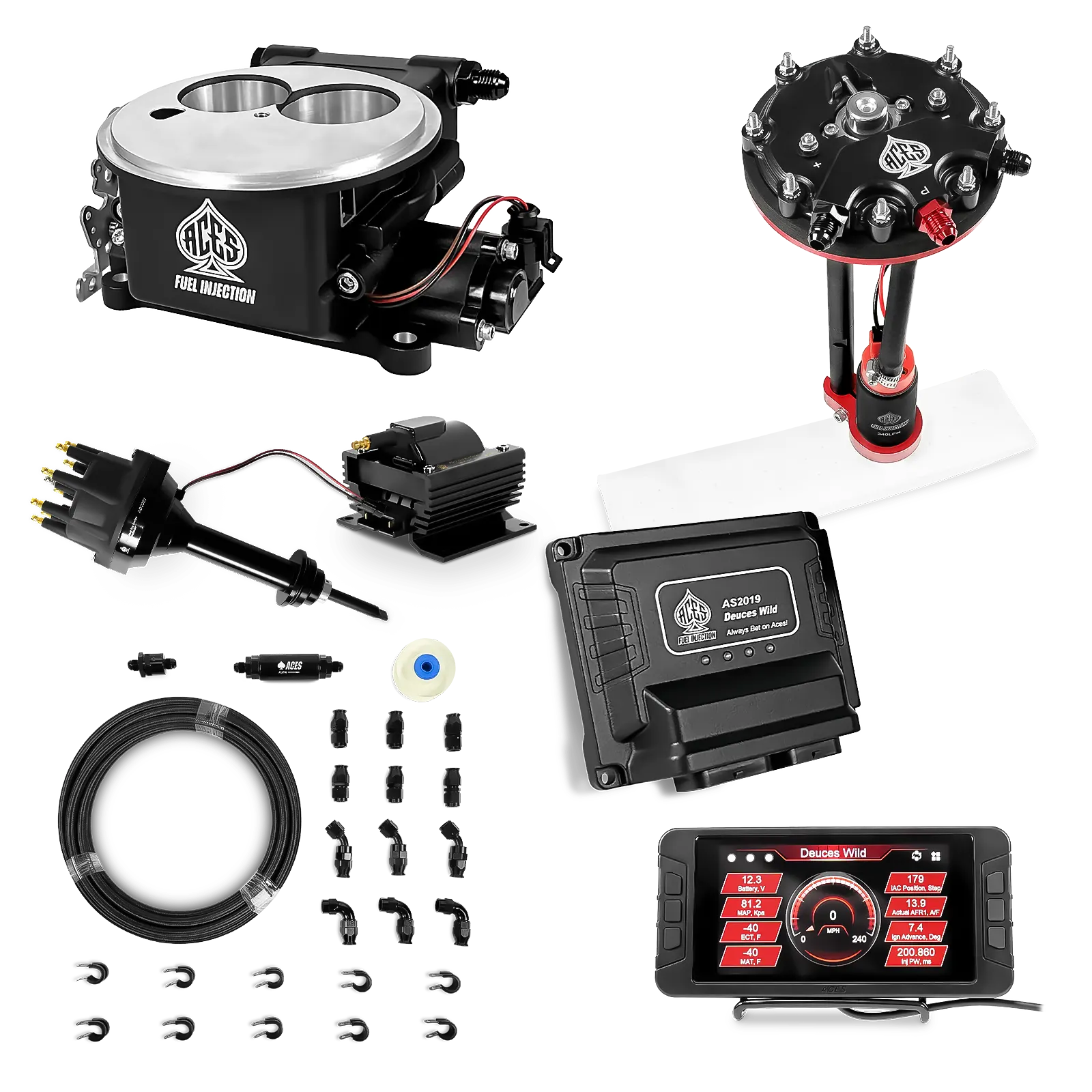 Deuces Wild 2-bbl EFI - (Black) Master Kit