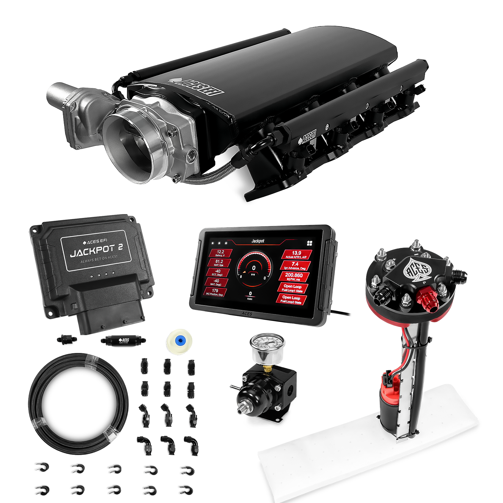 Jackpot 2 LS EFI System - Master Kit with Tight Fit In-Tank Pump Module + 40' PTFE Hose Kit