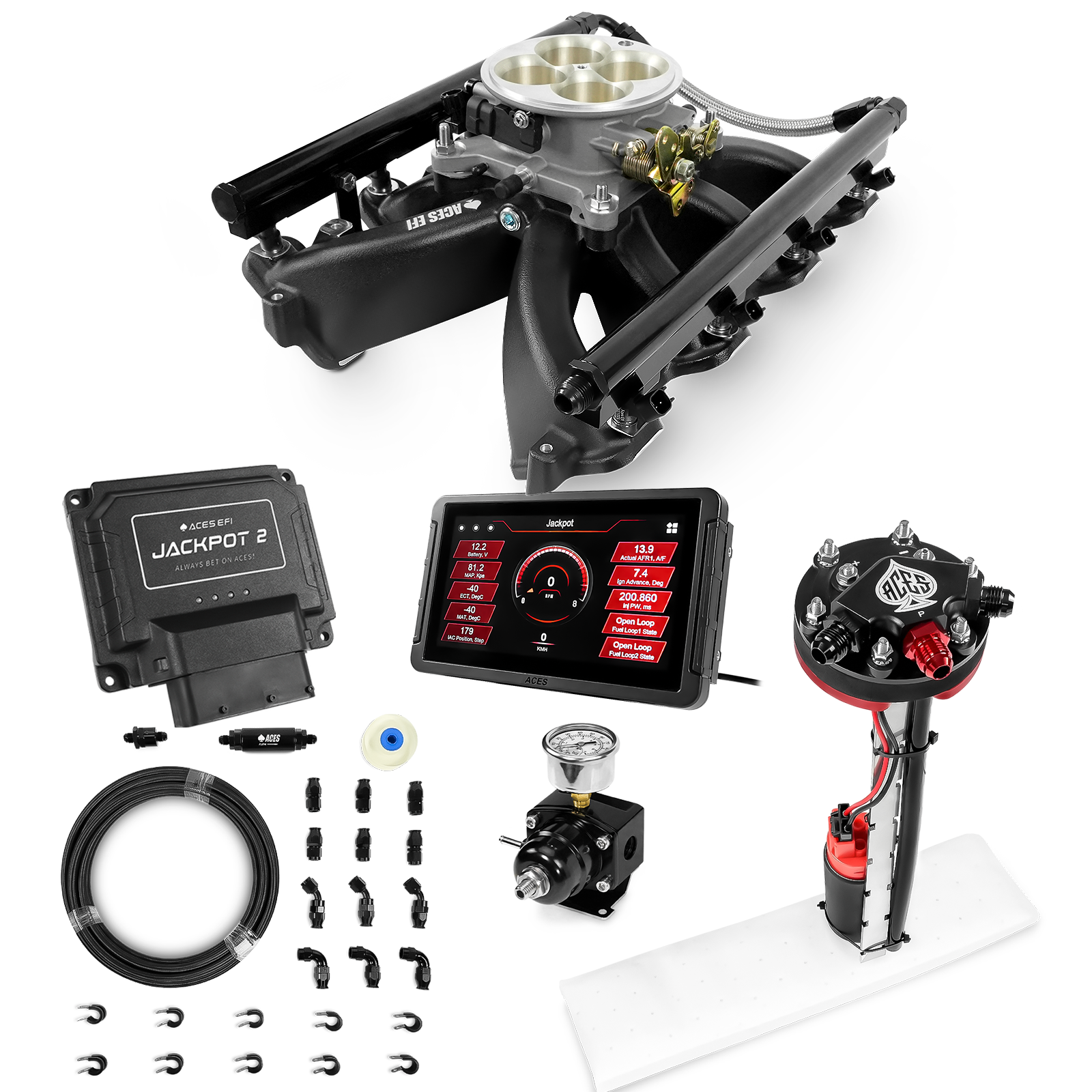 Jackpot 2 LS EFI System - Master Kit with Tight Fit In-Tank Pump Module + 40' PTFE Hose Kit