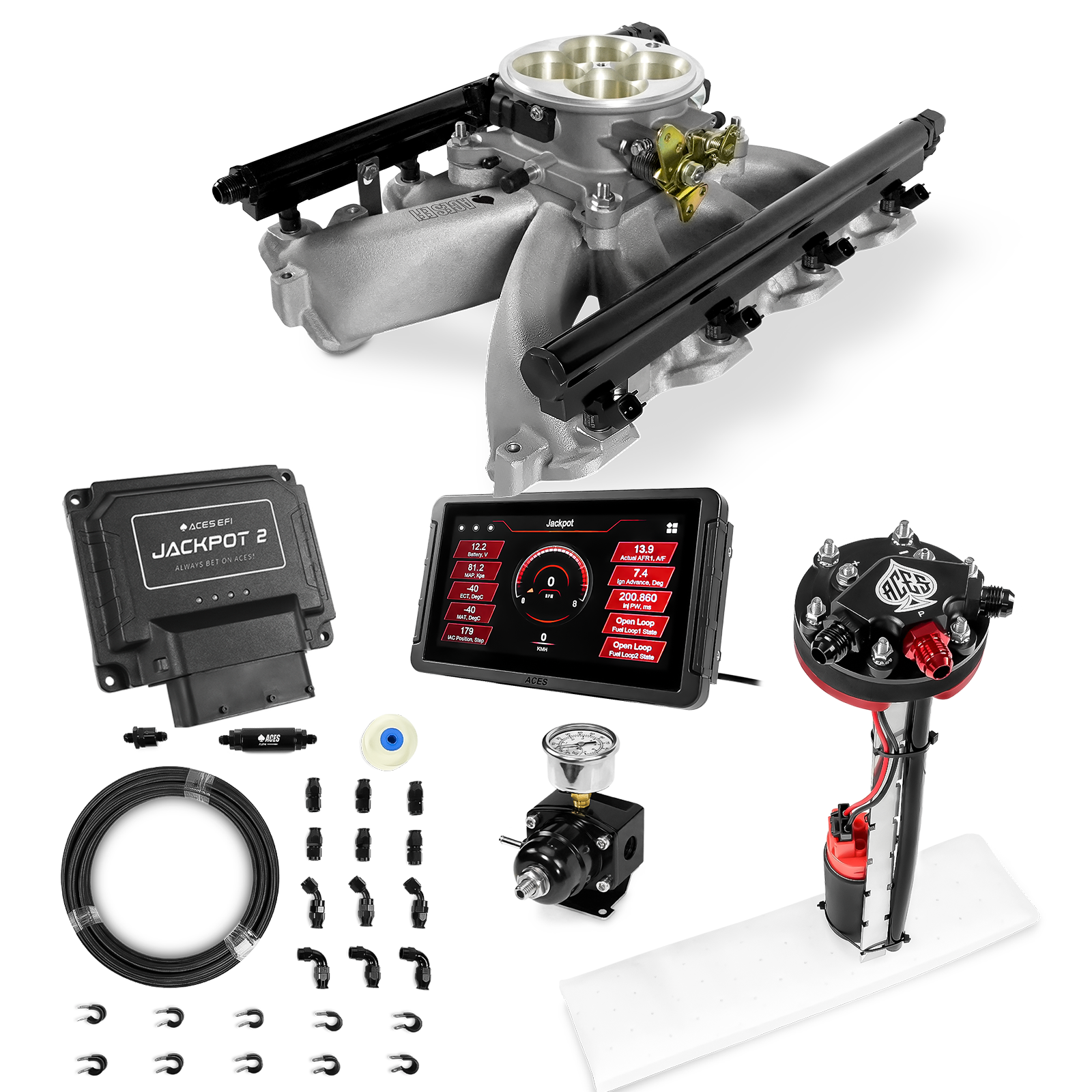 Jackpot 2 LS EFI System - Master Kit with Tight Fit In-Tank Pump Module + 40' PTFE Hose Kit