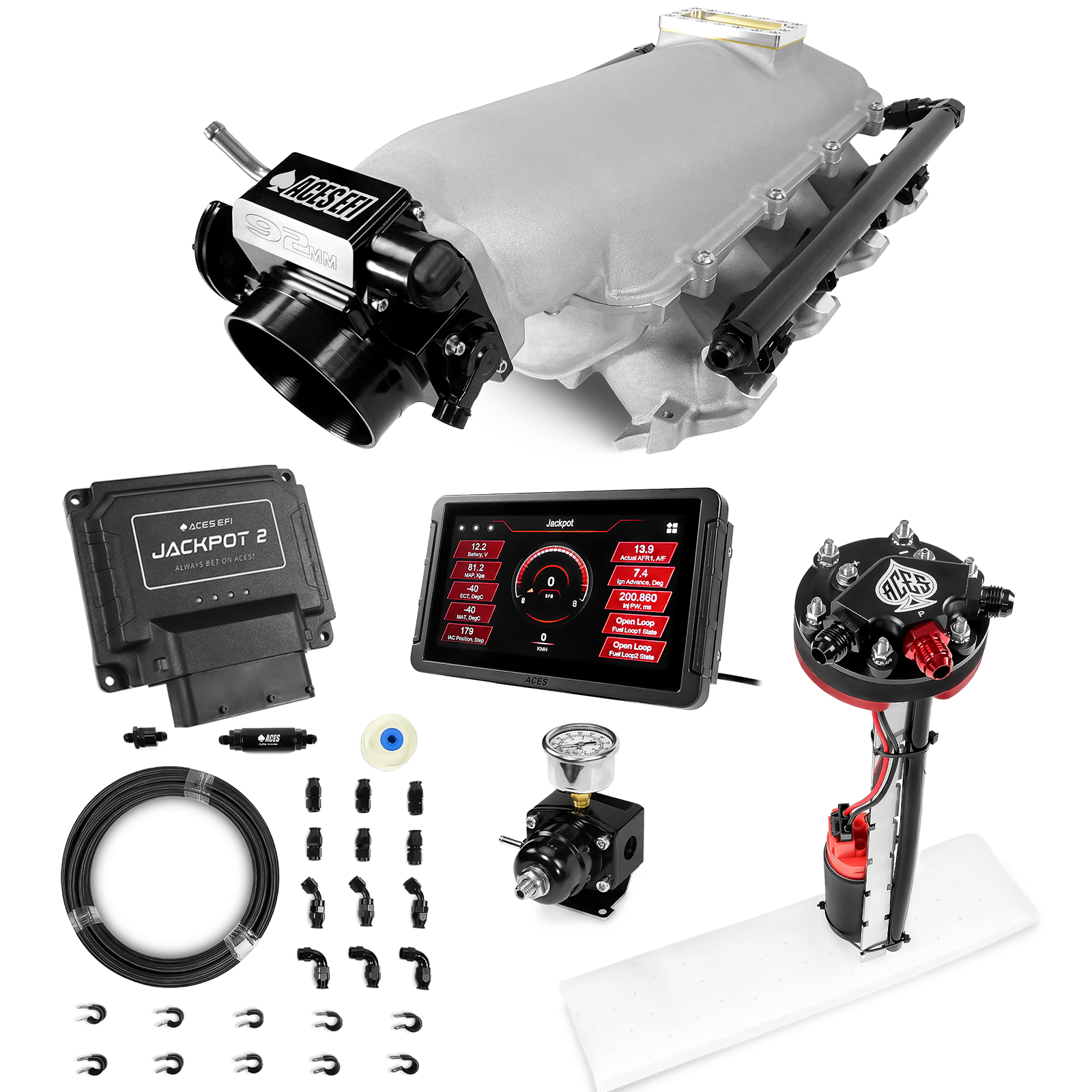 Jackpot 2 LS EFI System - Master Kit with Tight Fit In-Tank Pump Module + 40' PTFE Hose Kit