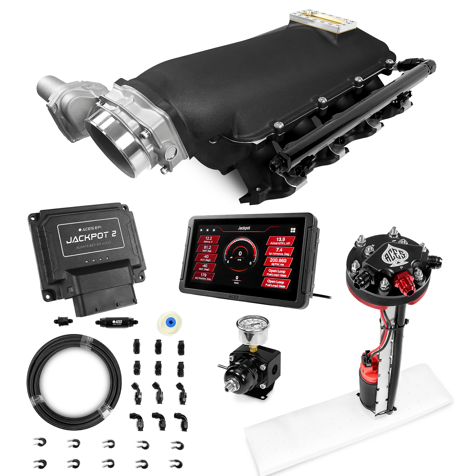 Jackpot 2 LS EFI System - Master Kit with Tight Fit In-Tank Pump Module + 40' PTFE Hose Kit