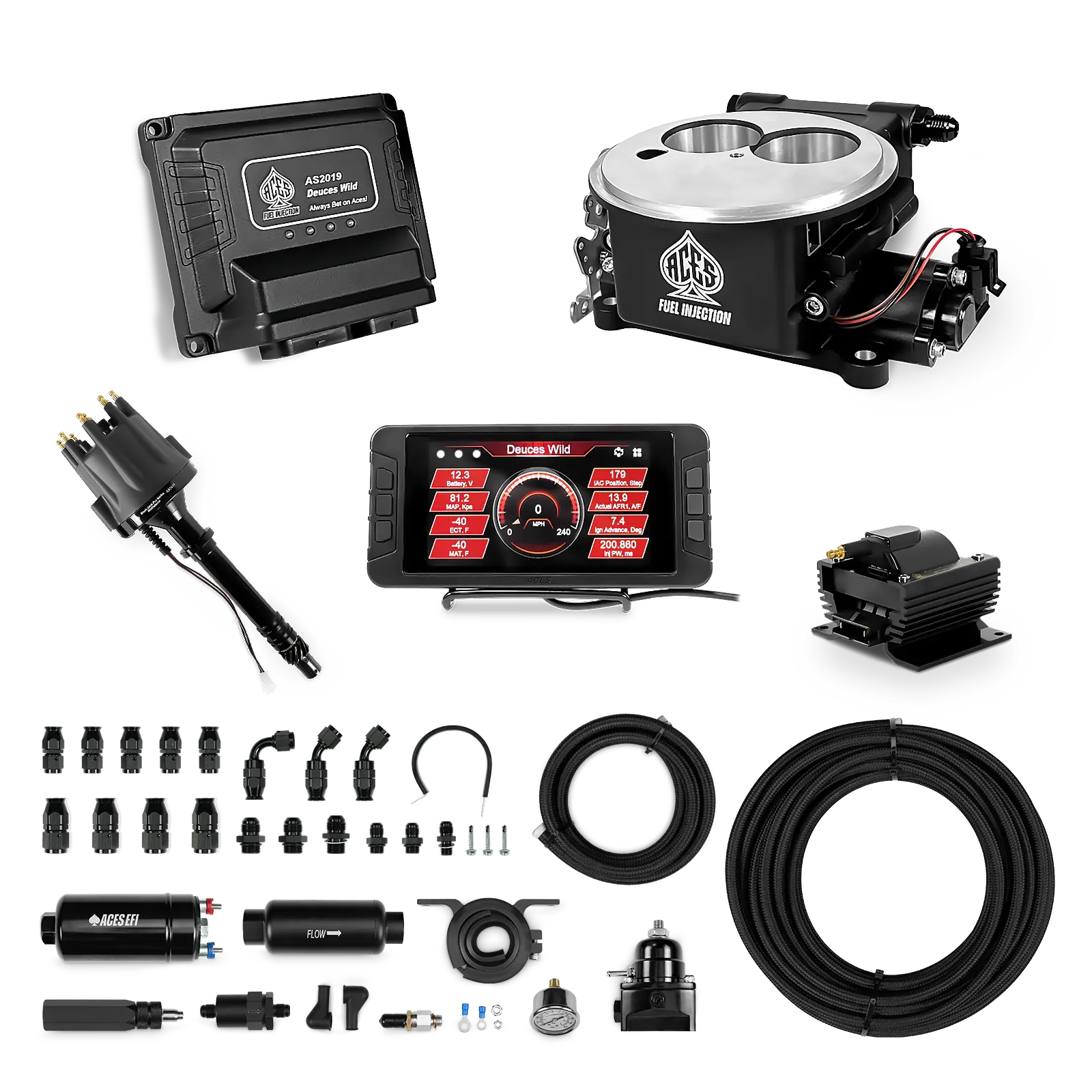 Deuces Wild 2-bbl EFI - (Black) Master Kit