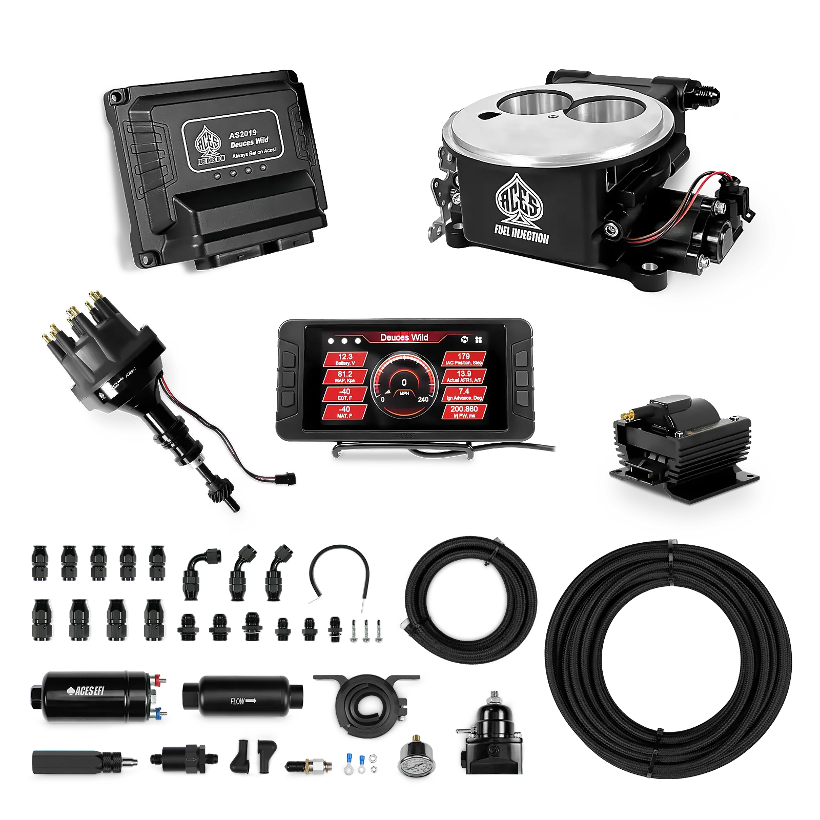 Deuces Wild 2-bbl EFI - (Black) Master Kit