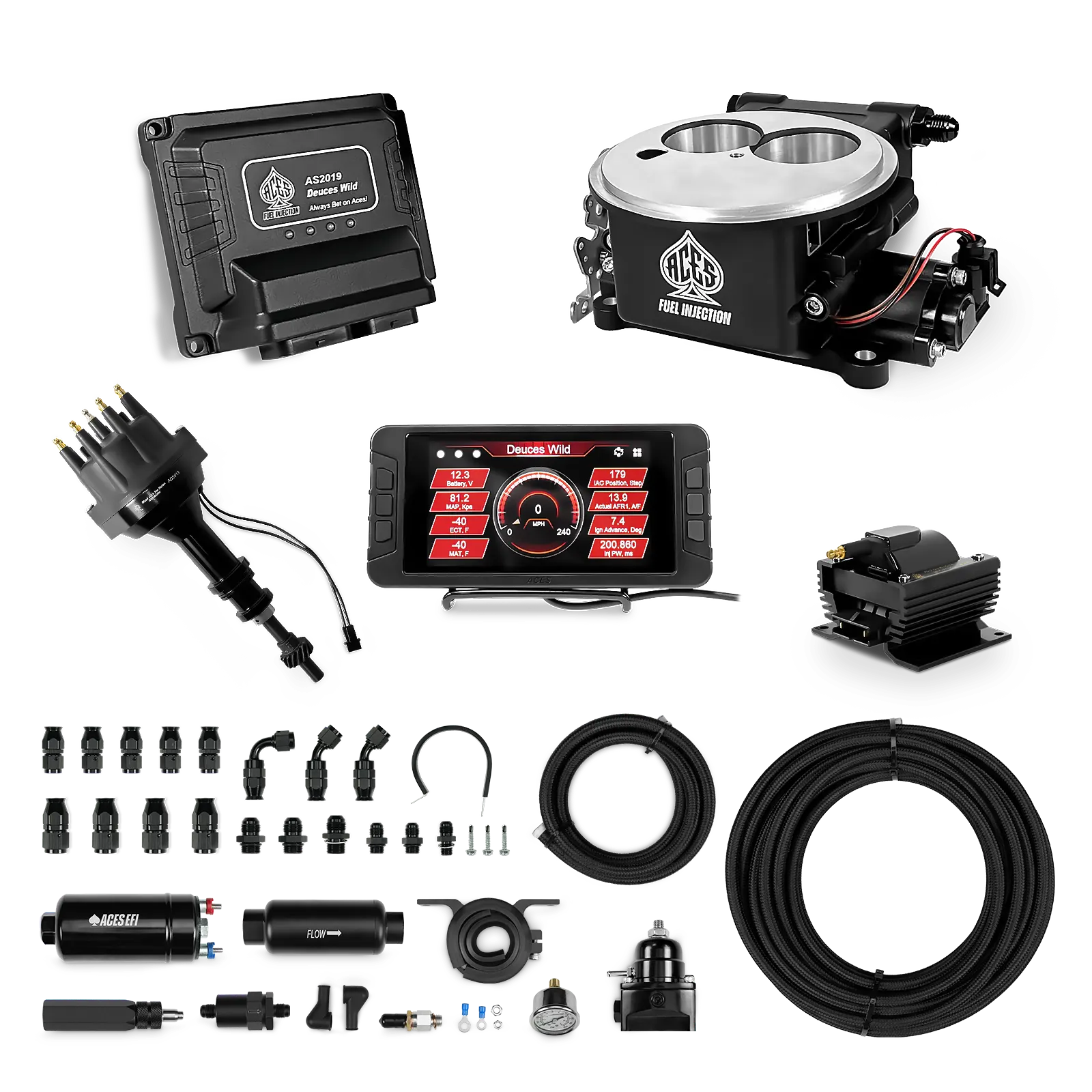 Deuces Wild 2-bbl EFI - (Black) Master Kit