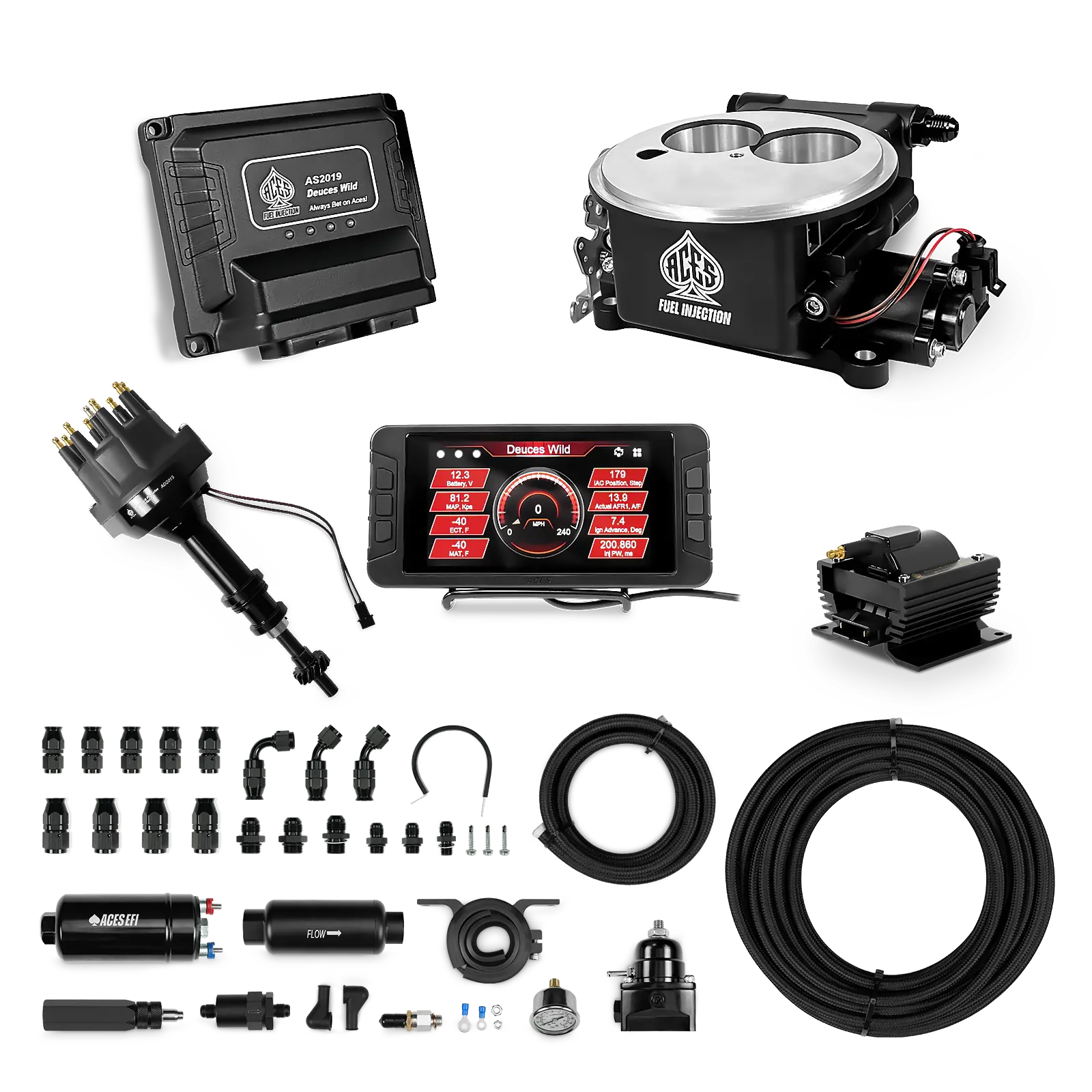 Deuces Wild 2-bbl EFI - (Black) Master Kit